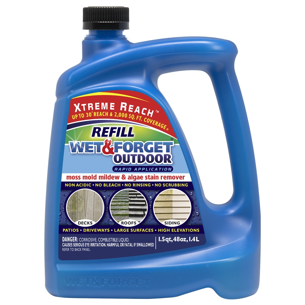 Wet and Forget Outdoor Cleaner Hose End 48 oz Refill - Removes Mildew,  Mold, Moss, and Algae Stains - For Wood and Concrete - Covers 2,000 Sq Ft -  Xtreme Reach Nozzle