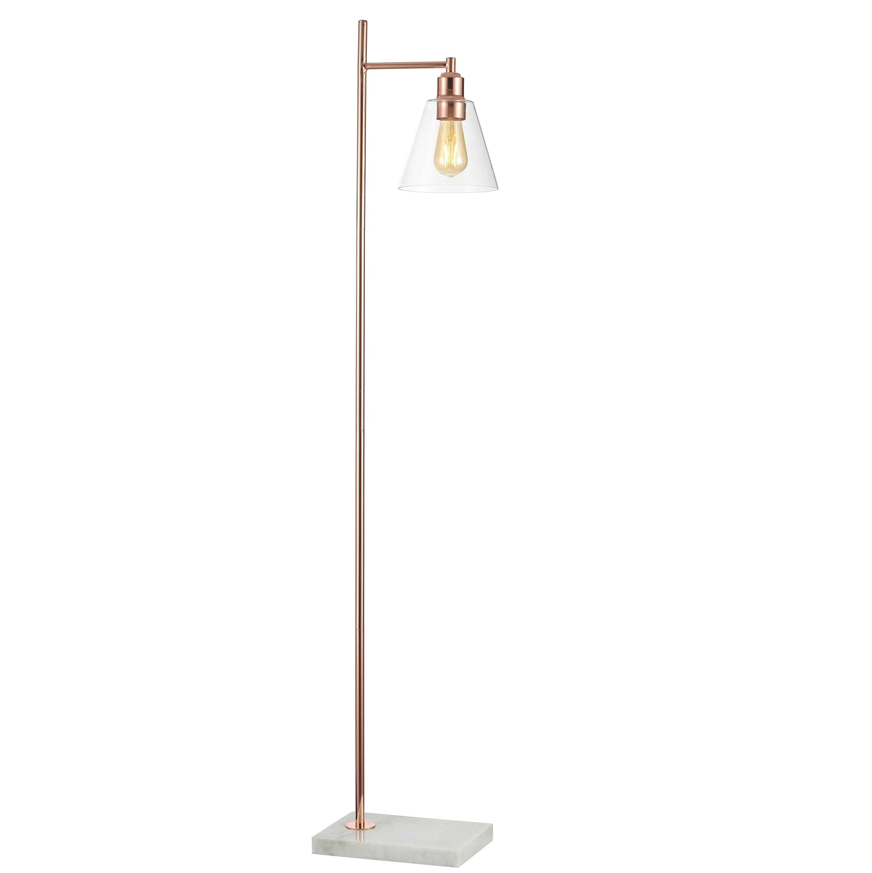 Edison 55" Polished Gold Metal Floor Lamp with Clear Glass Shade