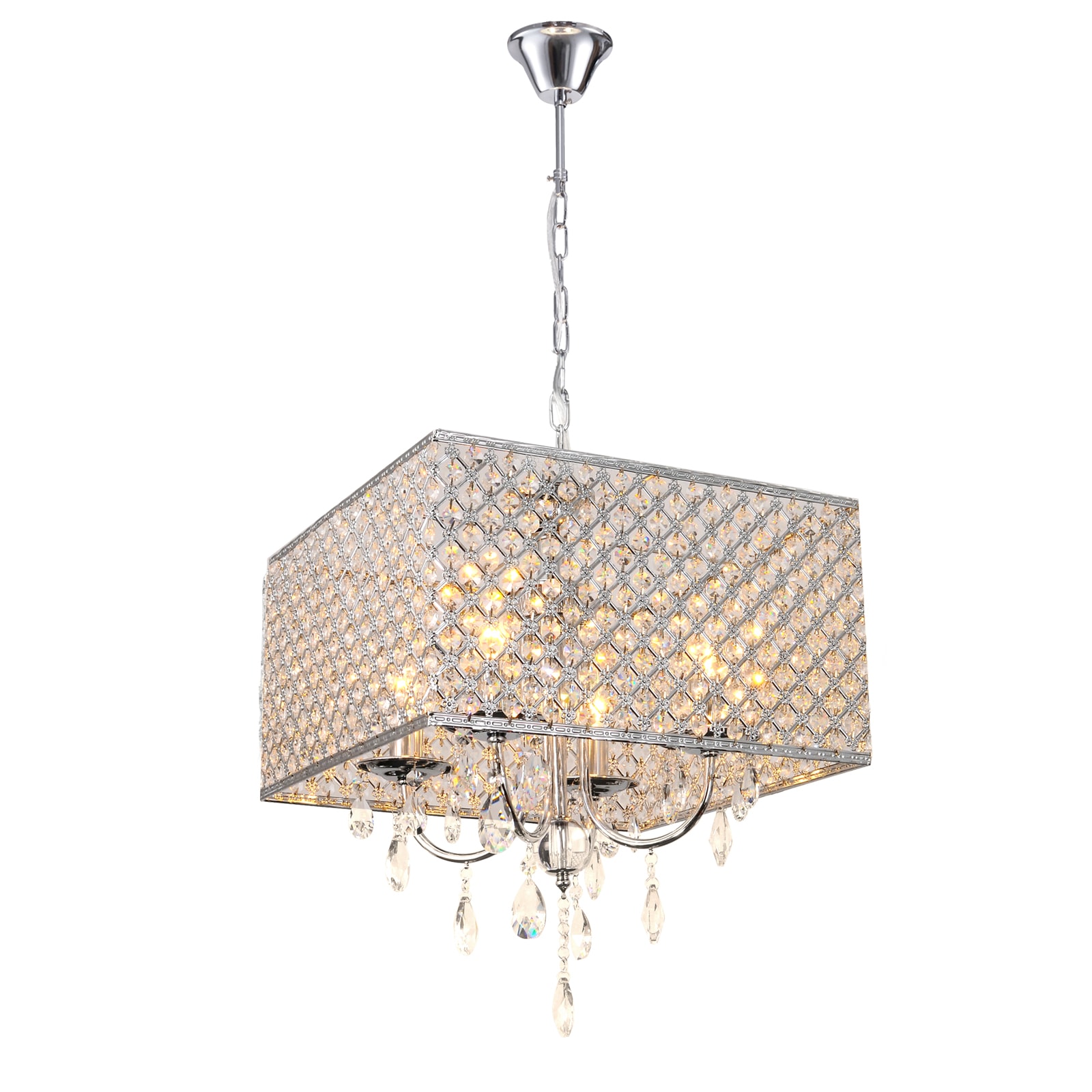 LamQee 06FDL0001BSL 4-Light Chrome Transitional LED Dry rated Chandelier