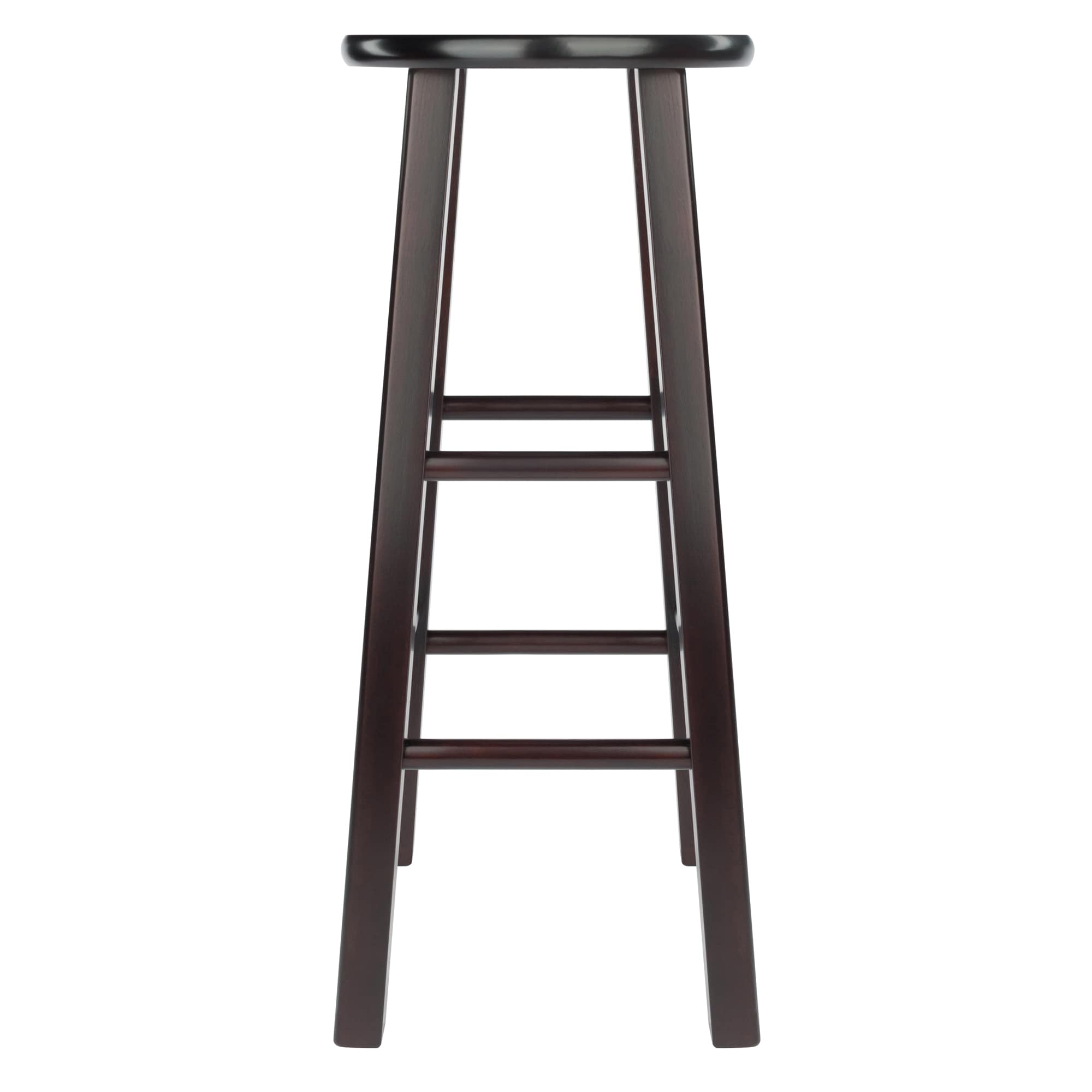 Espresso Industrial Solid Wood Bar Stools Set of 2