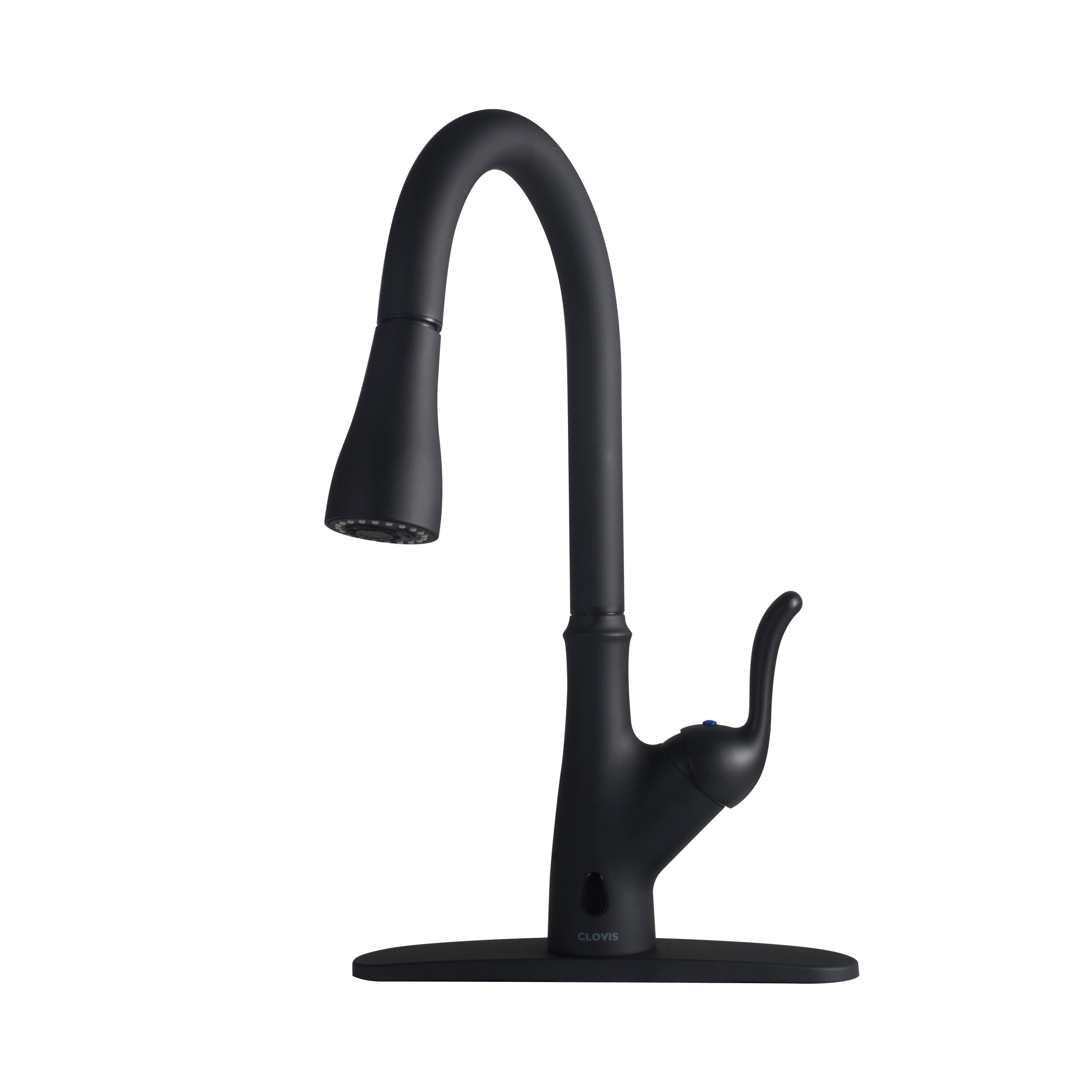 Flynama 20S05101MBL-E Matte Black Single Handle Deck-mount Touchless Residential Pull-down Kitchen Faucet with Sprayer ( Deck Plate Included )