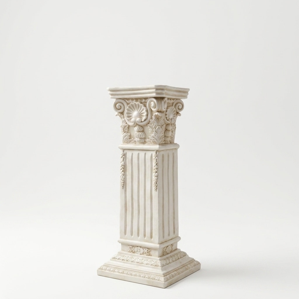 Aoibox  35 5 in Vintage Weathered White Corinthian Column with Base Pedestal