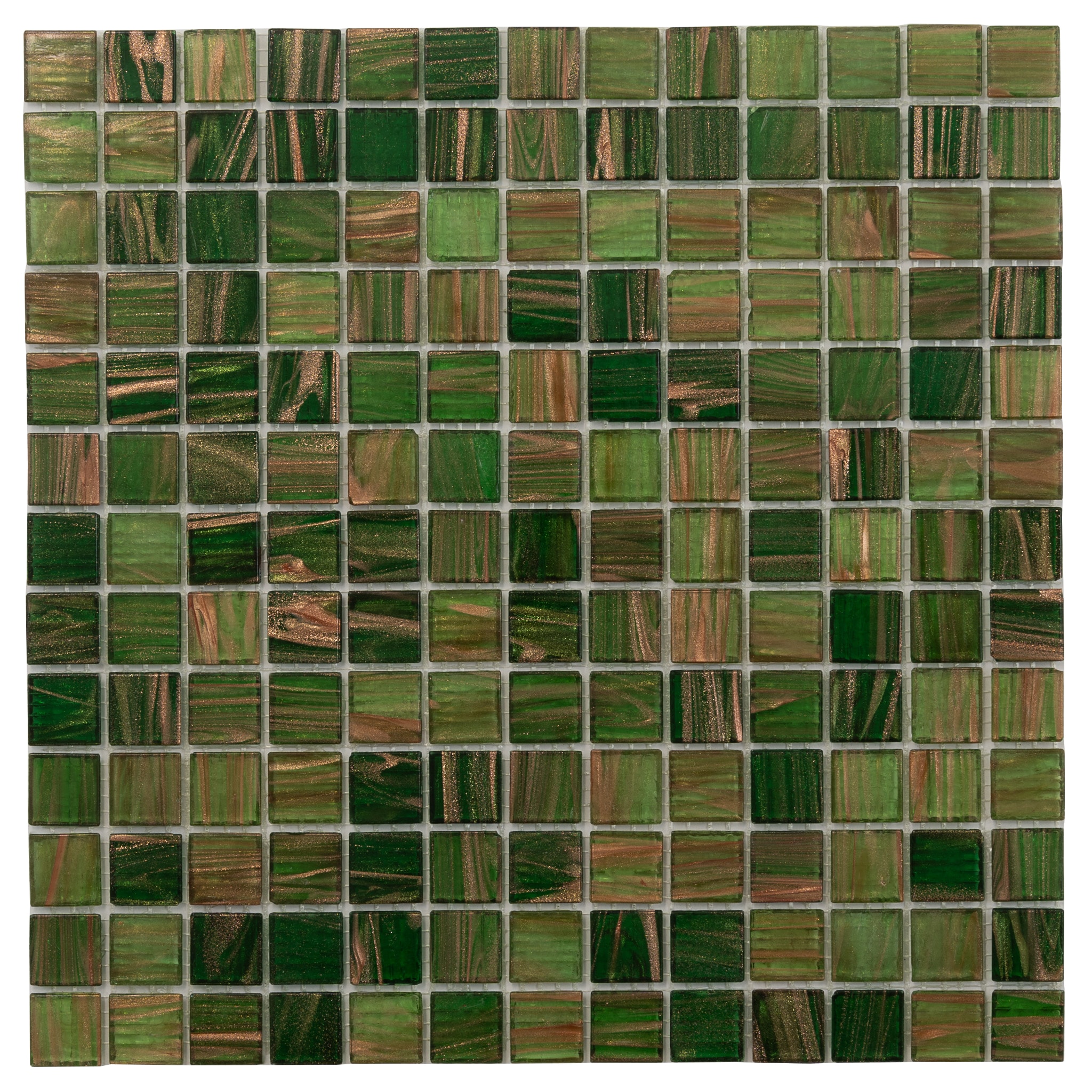 Apollo Tile MIX2088GN451A Mingles Moss Green 12-in x 12-in Glossy Glass Patterned Mosaic Floor and Wall Tile (20-sq. ft/ Carton)