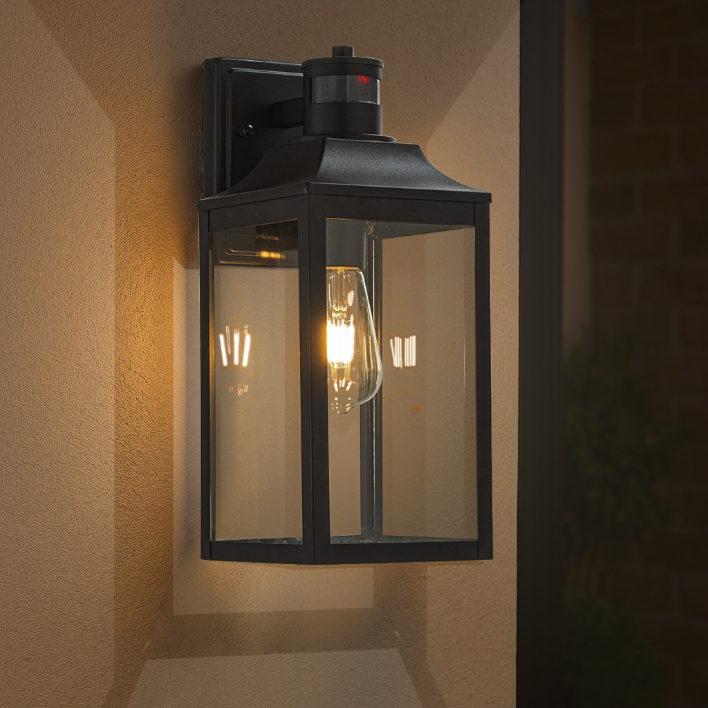 AloaDecor Lighting L7269W05A 1 -Light 16-in H Matte Black Hardwired Motion Sensor Outdoor Wall Light