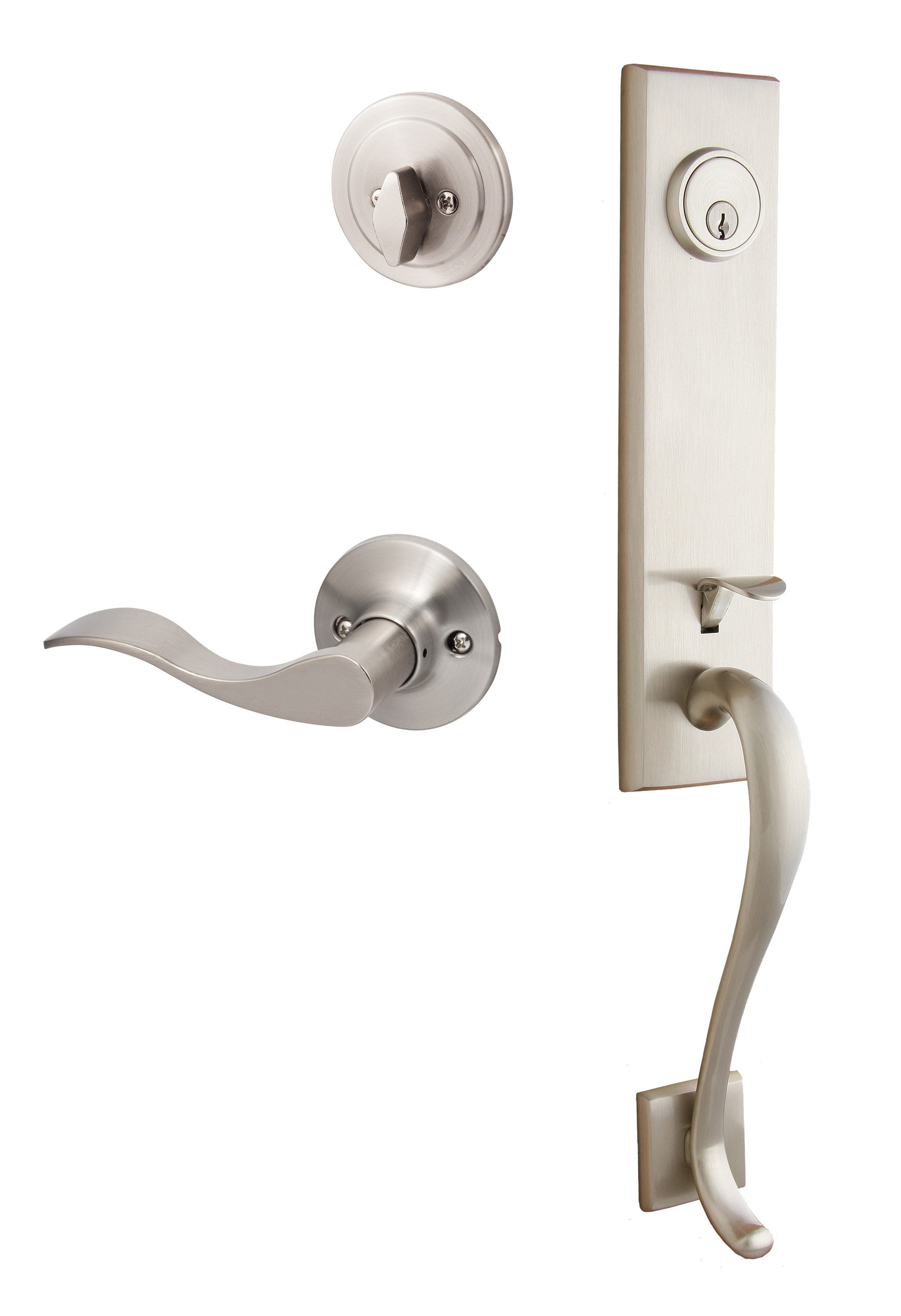 Sure-Loc Hardware SL507-SB-LH 15 Sure-Loc Door Hardware Solitude Satin Nickel Single-Cylinder Deadbolt Keyed Entry Door Handleset with Balboa Lever