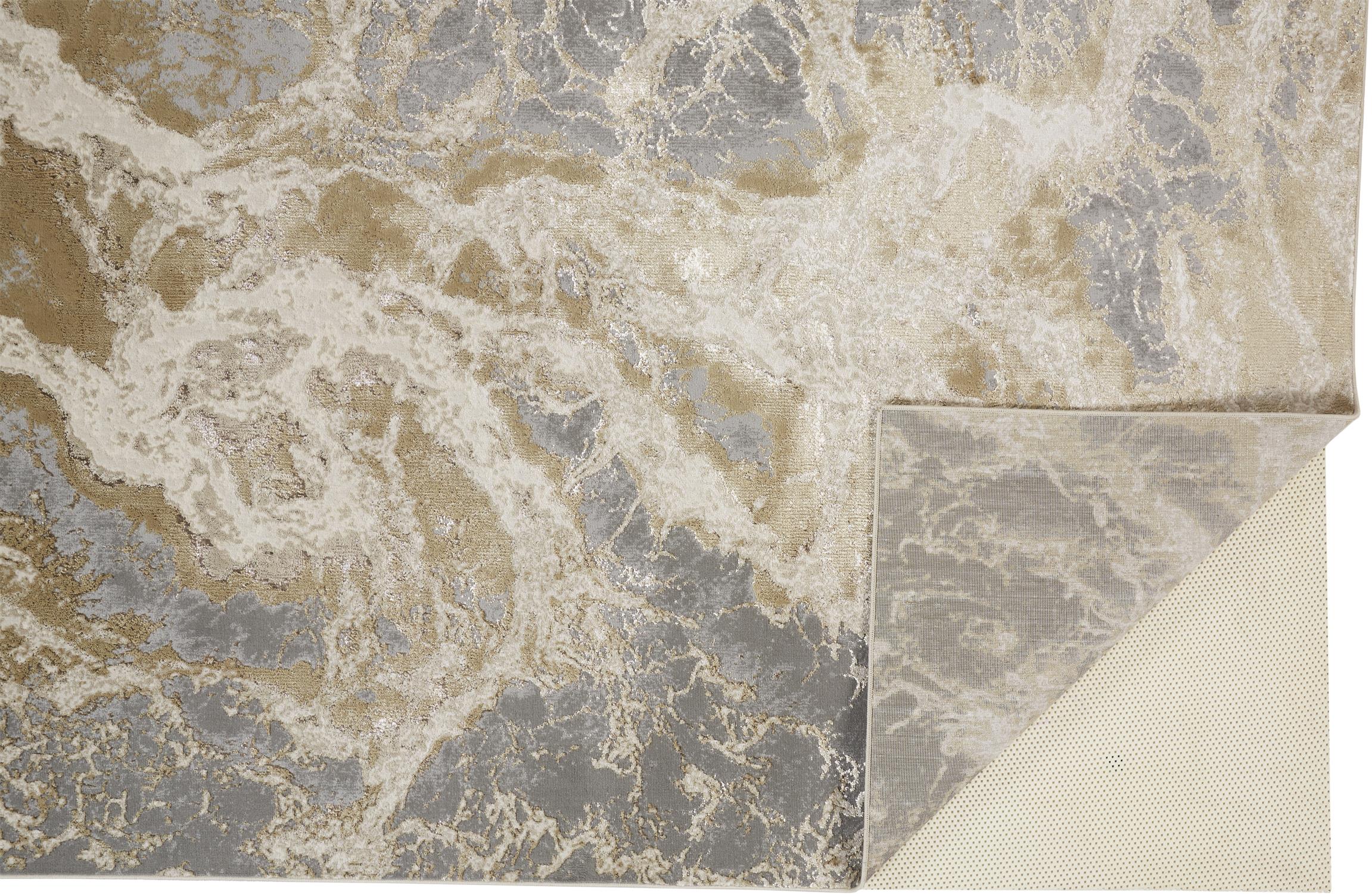 Aura Gray and Beige Abstract Runner Rug 2'10" x 7'10"