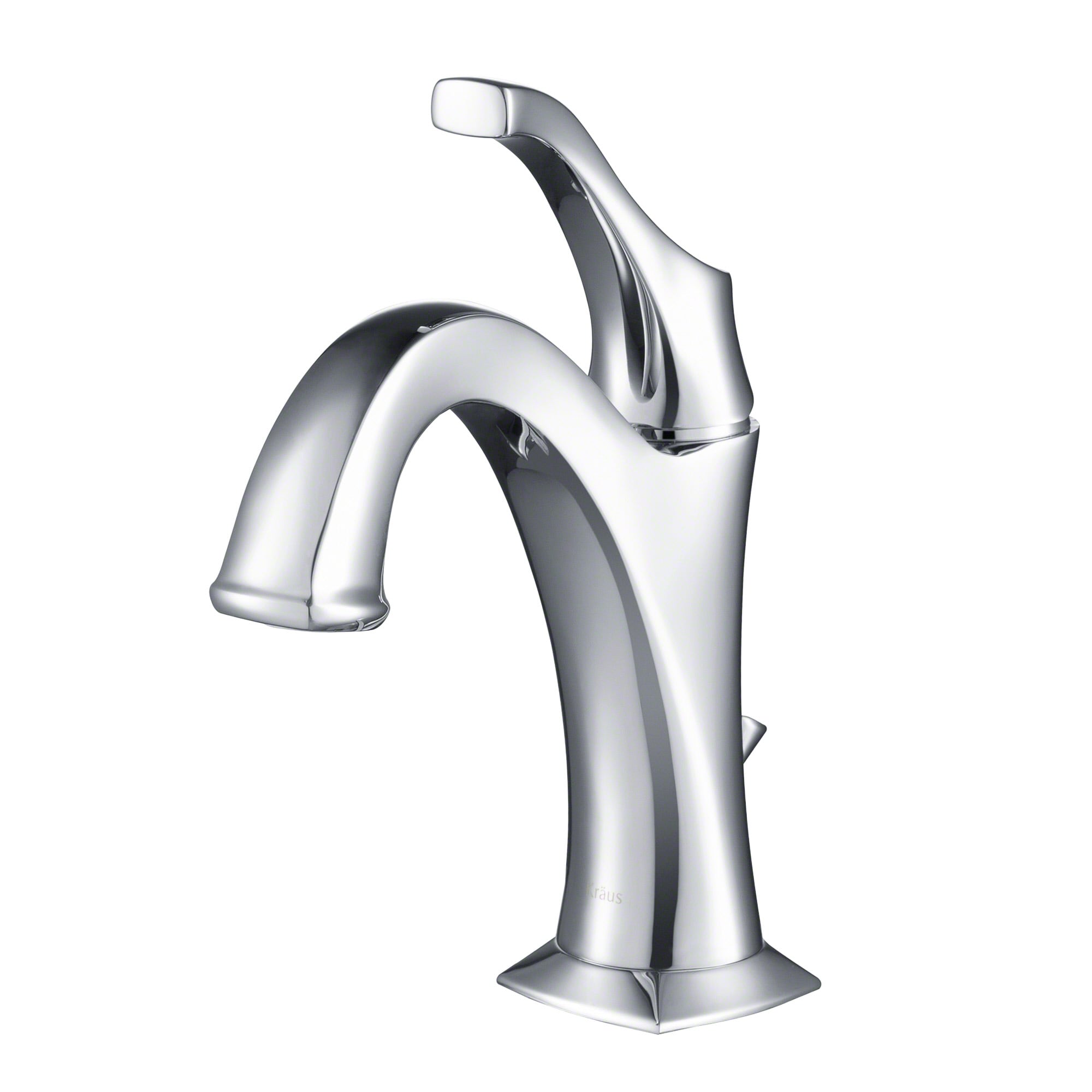 Kraus KBF-1201CH Arlo Chrome Single hole 1-handle WaterSense Low-arc Commercial/Residential Handle Bathroom Sink Faucet with Drain with Deck Plate