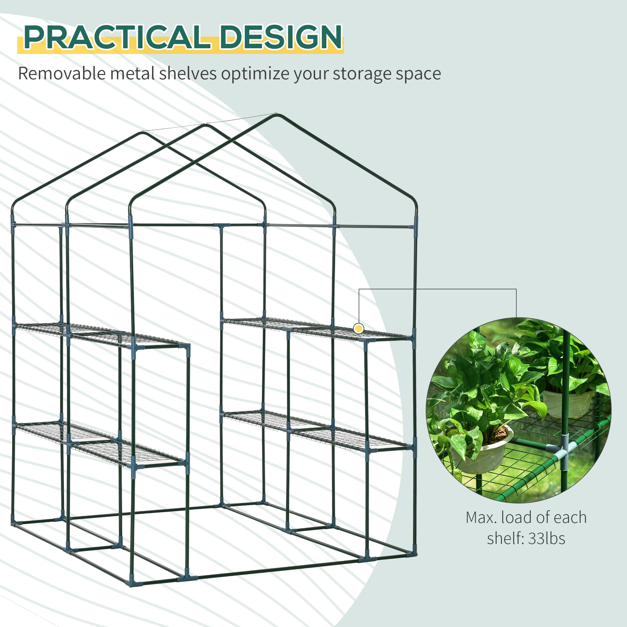 Our Outsunny 118 in. x 236.25 in. x 78.78 in. Metal Plastic Green Walk-in  Greenhouse Cover with 12-Windows and Zipper Door are of good quality, low  price, high quality and quantity