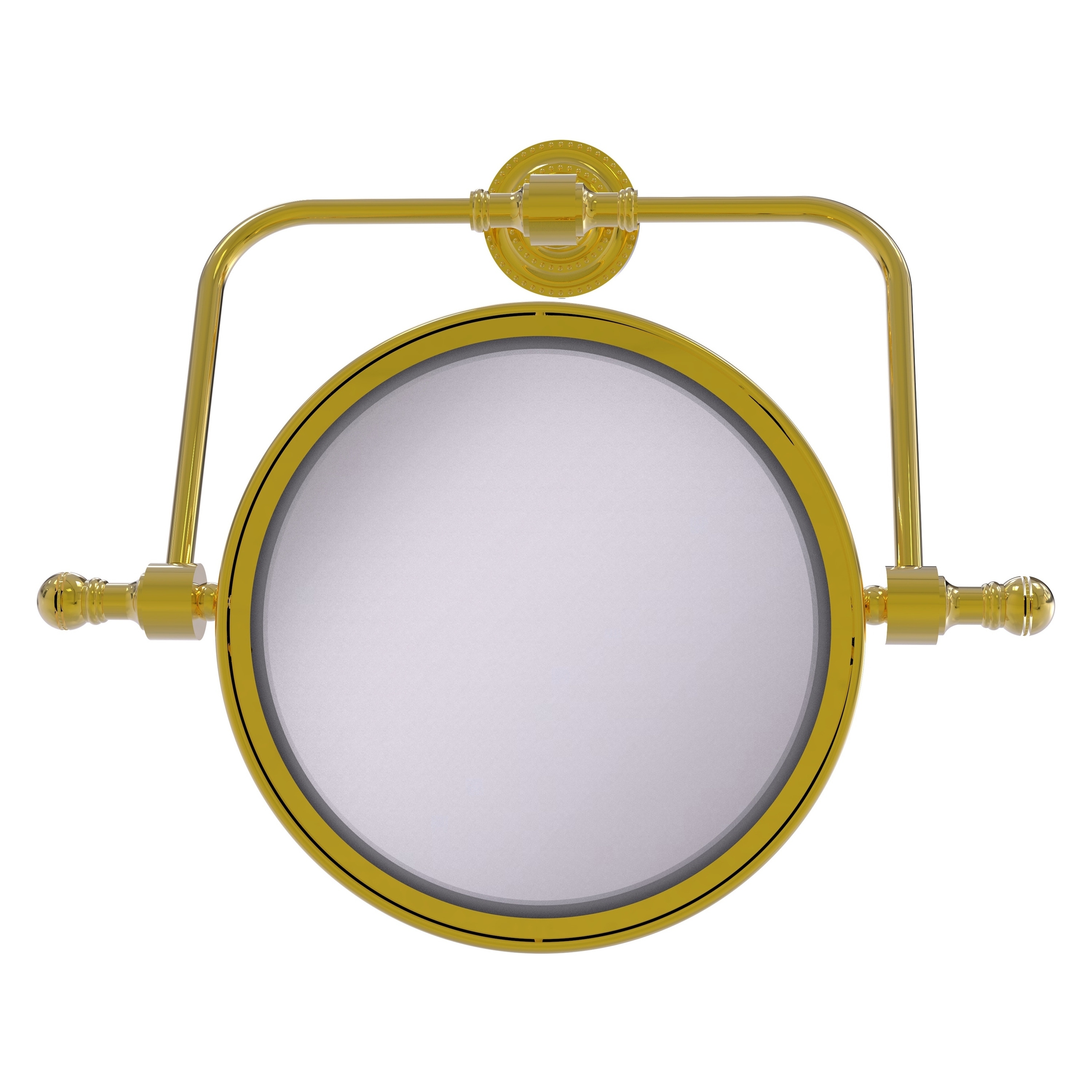 Retro Dot 7-in x 8-in Polished Silver Double-sided 2X Magnifying Wall-mounted Vanity Mirror | - Allied Brass RDM-4/2X-PB