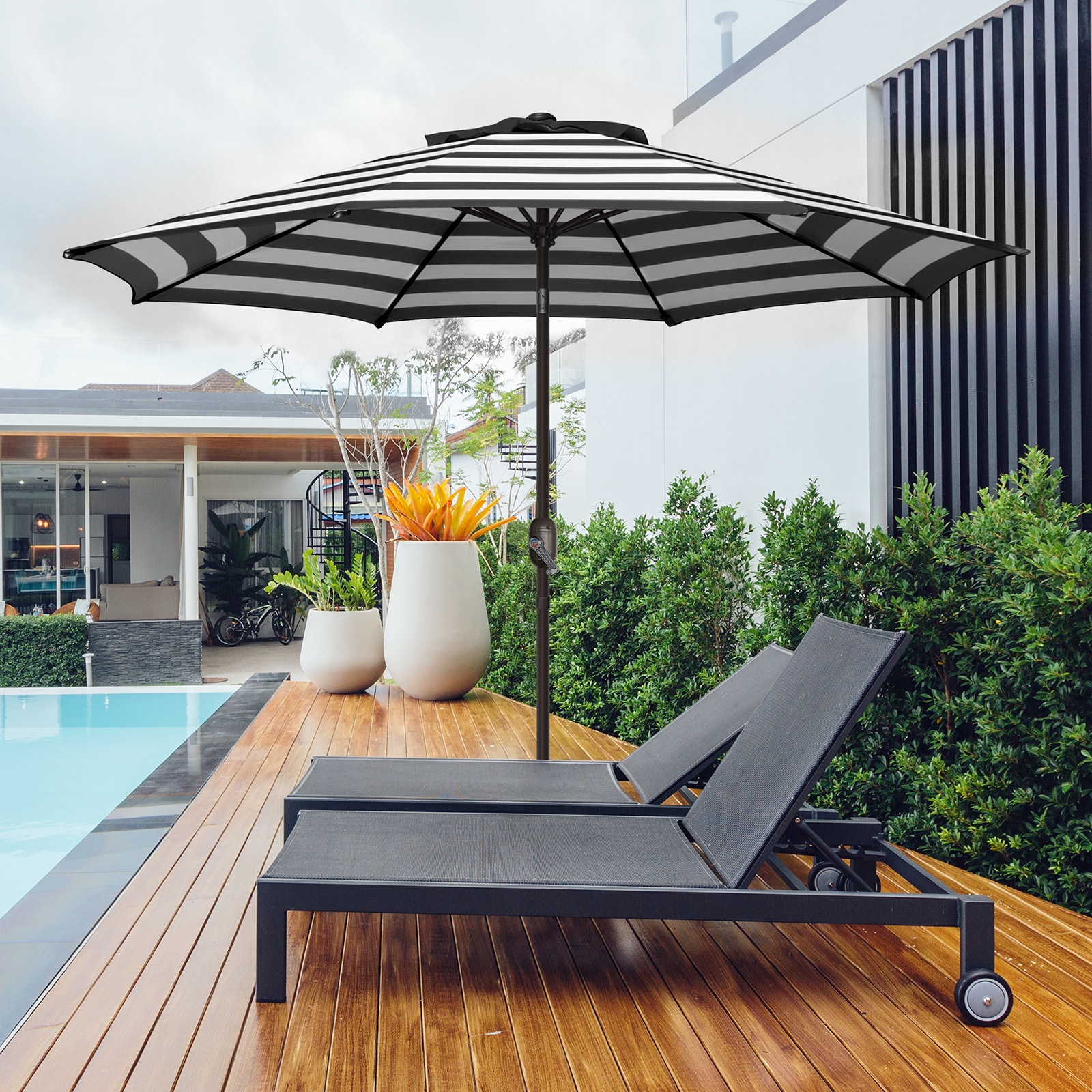 GARSING 9FT-BLACK STRIPE Umbrellas-2 - View #5