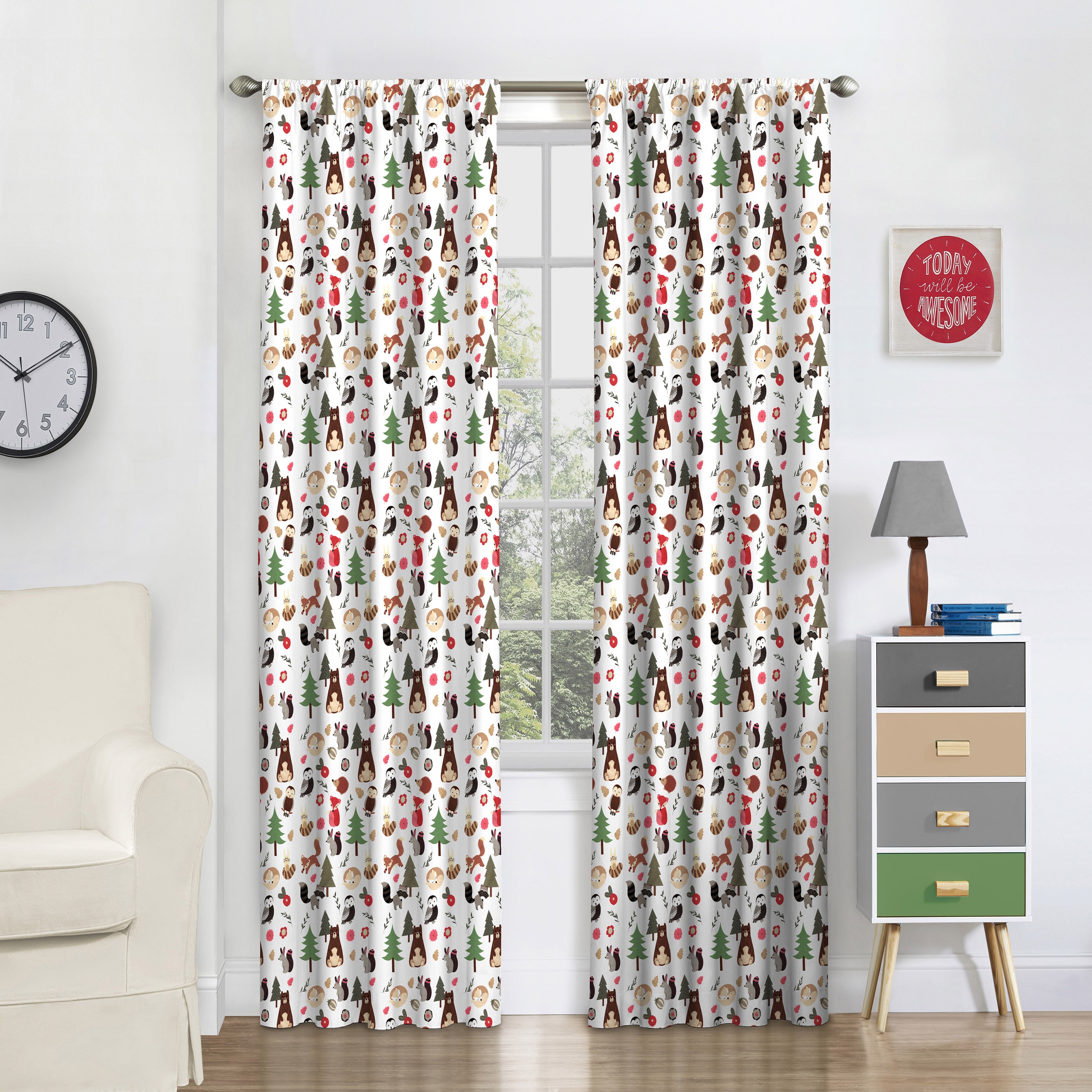Eclipse 16460042X063MUL 63-in Multiple Geometric Blackout Rod pocket Single curtain panel
