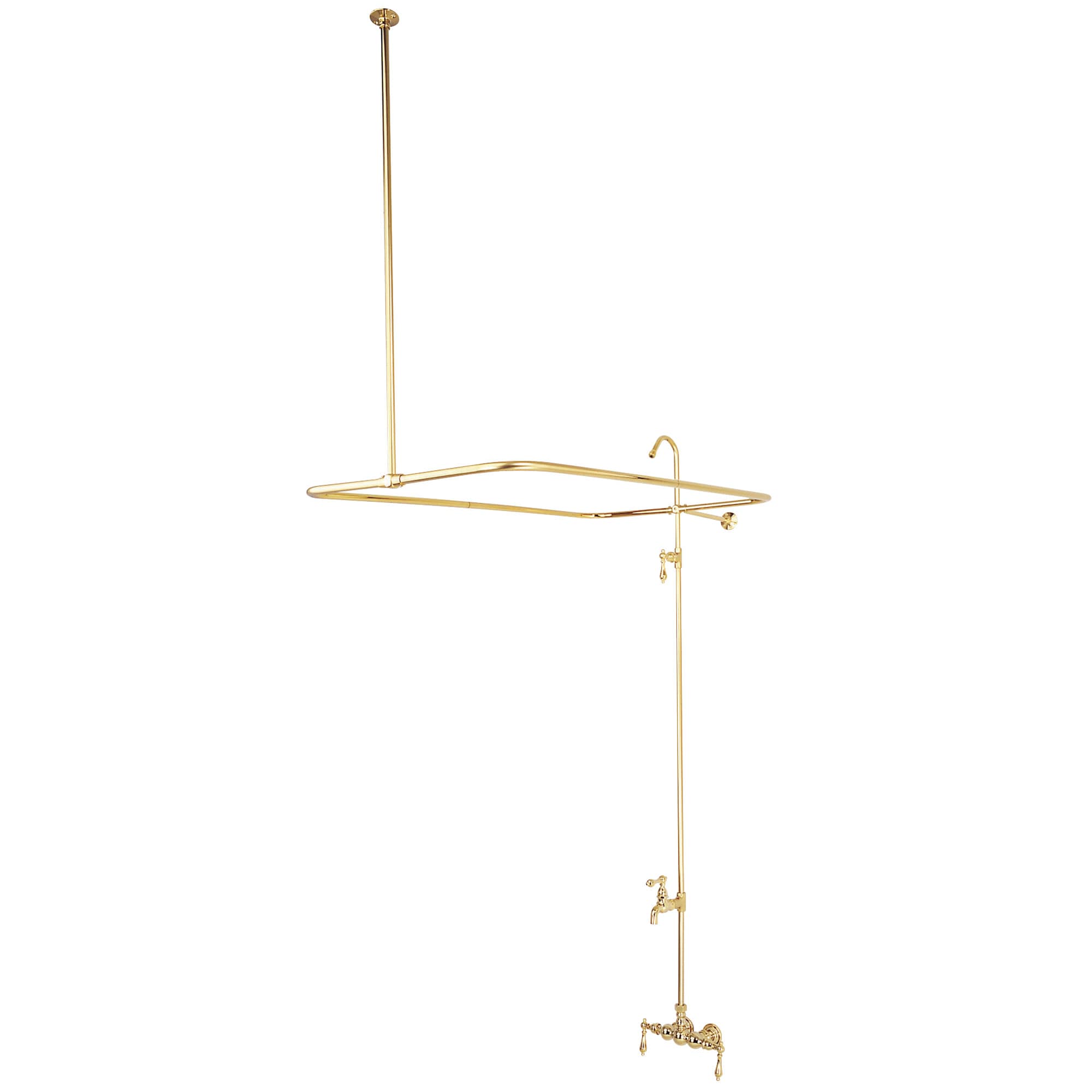 Kingston Brass WLCC61T2 Vintage Polished brass 3-handle Wall-mount Low-arc Bathtub Faucet ( Valve Included )