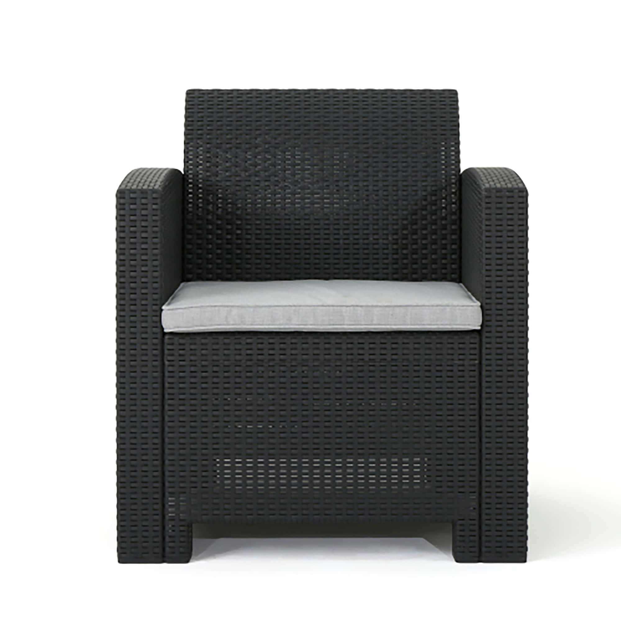 CASAINC CA8101BC Wicker Club Chairs Wicker Patio Conversation Set with Gray Cushions