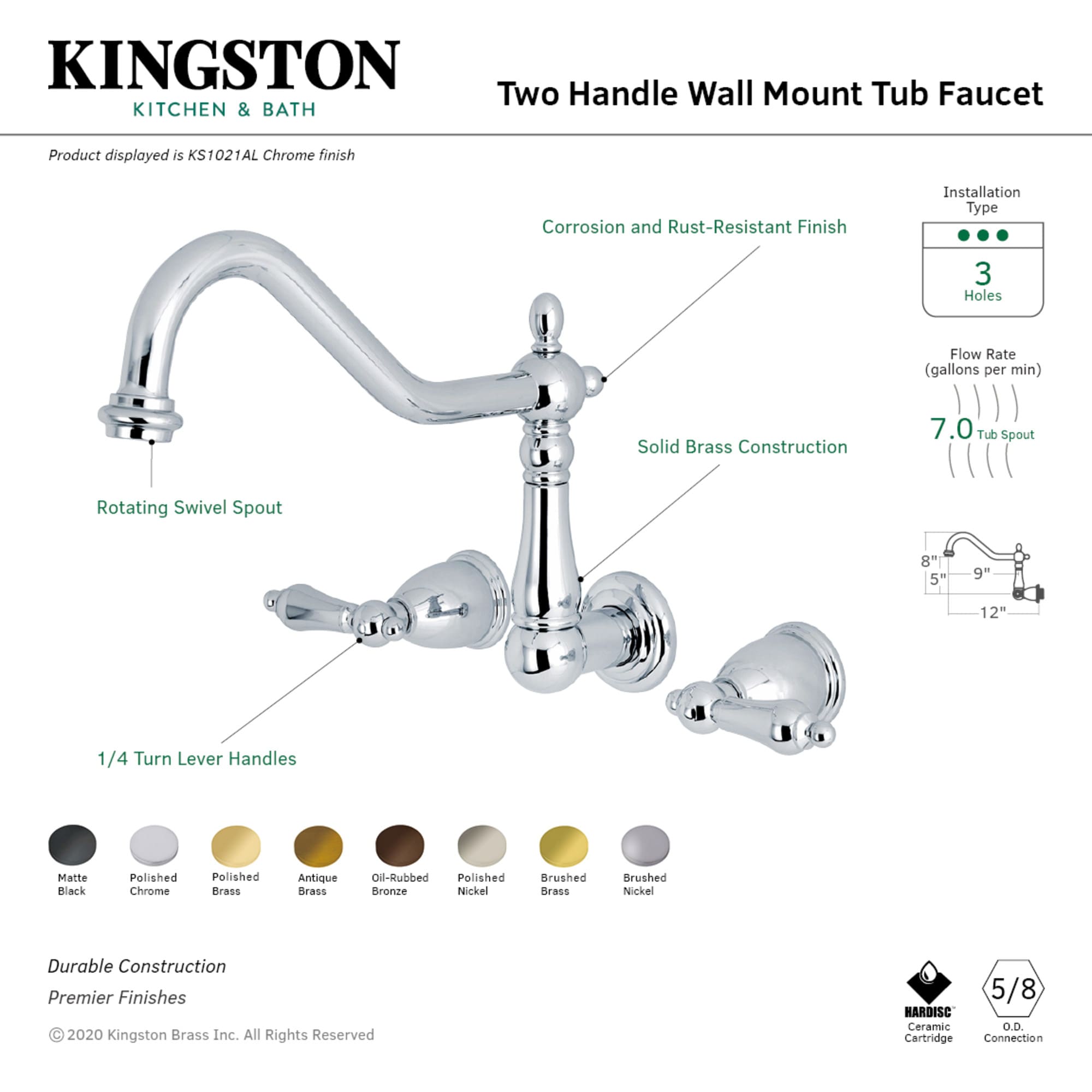 Kingston Brass WLKS1021AL Roman-Tub-Faucets - View #3