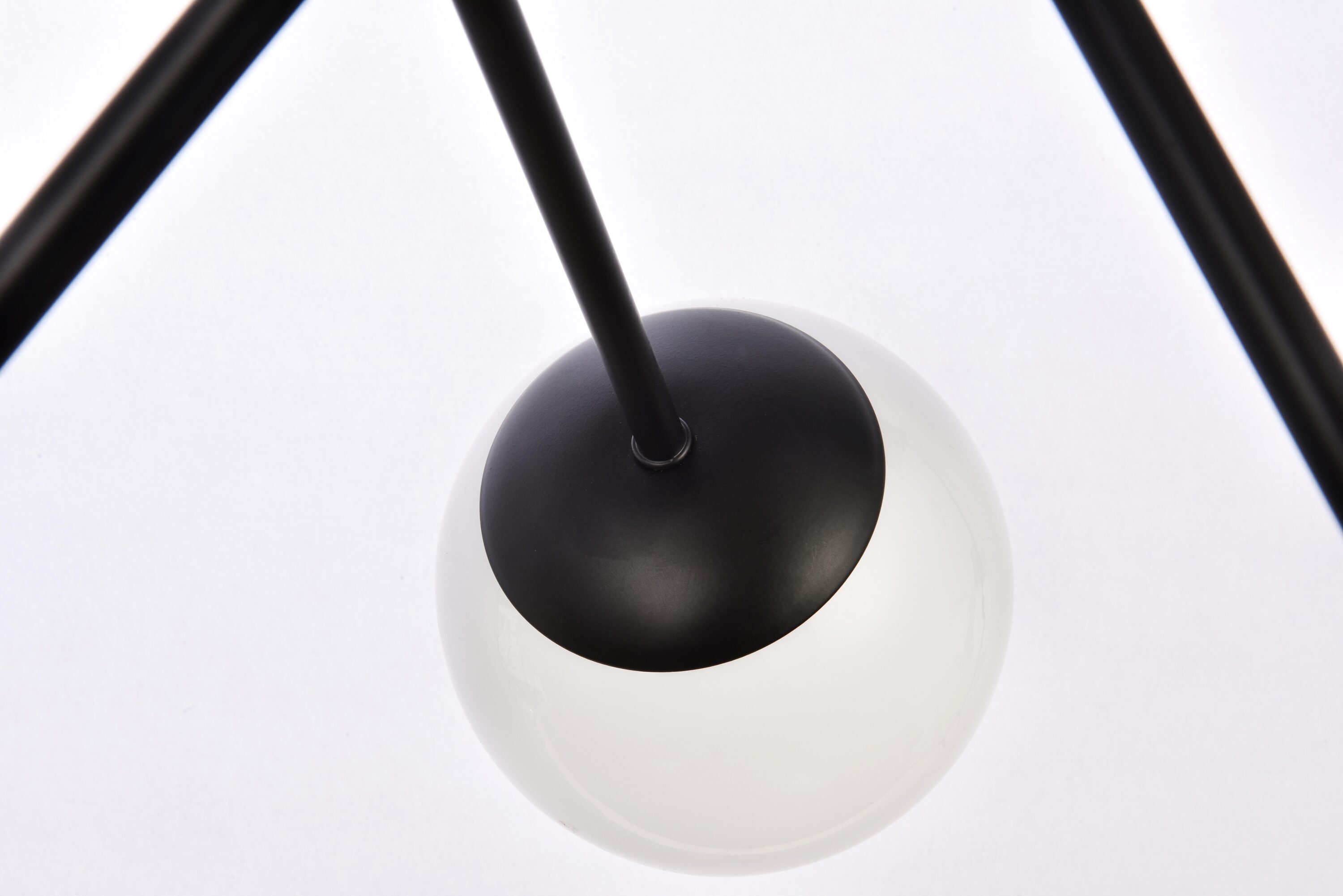 Sleek Zigzag 6-Light Sputnik Chandelier with Black Iron and White Glass