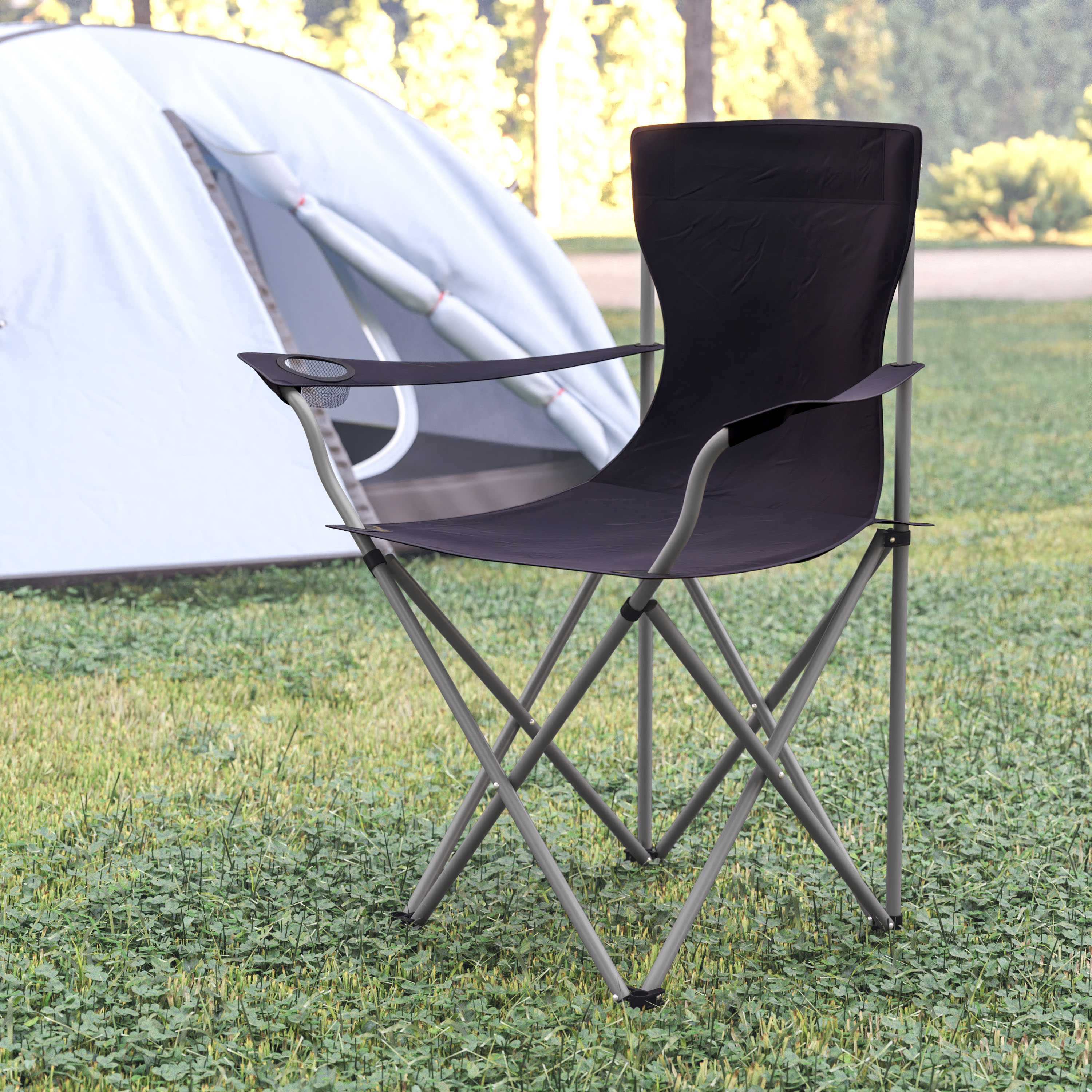 Flash Furniture Polyester Black Folding Camping Chair in the Beach & Camping  Chairs department at