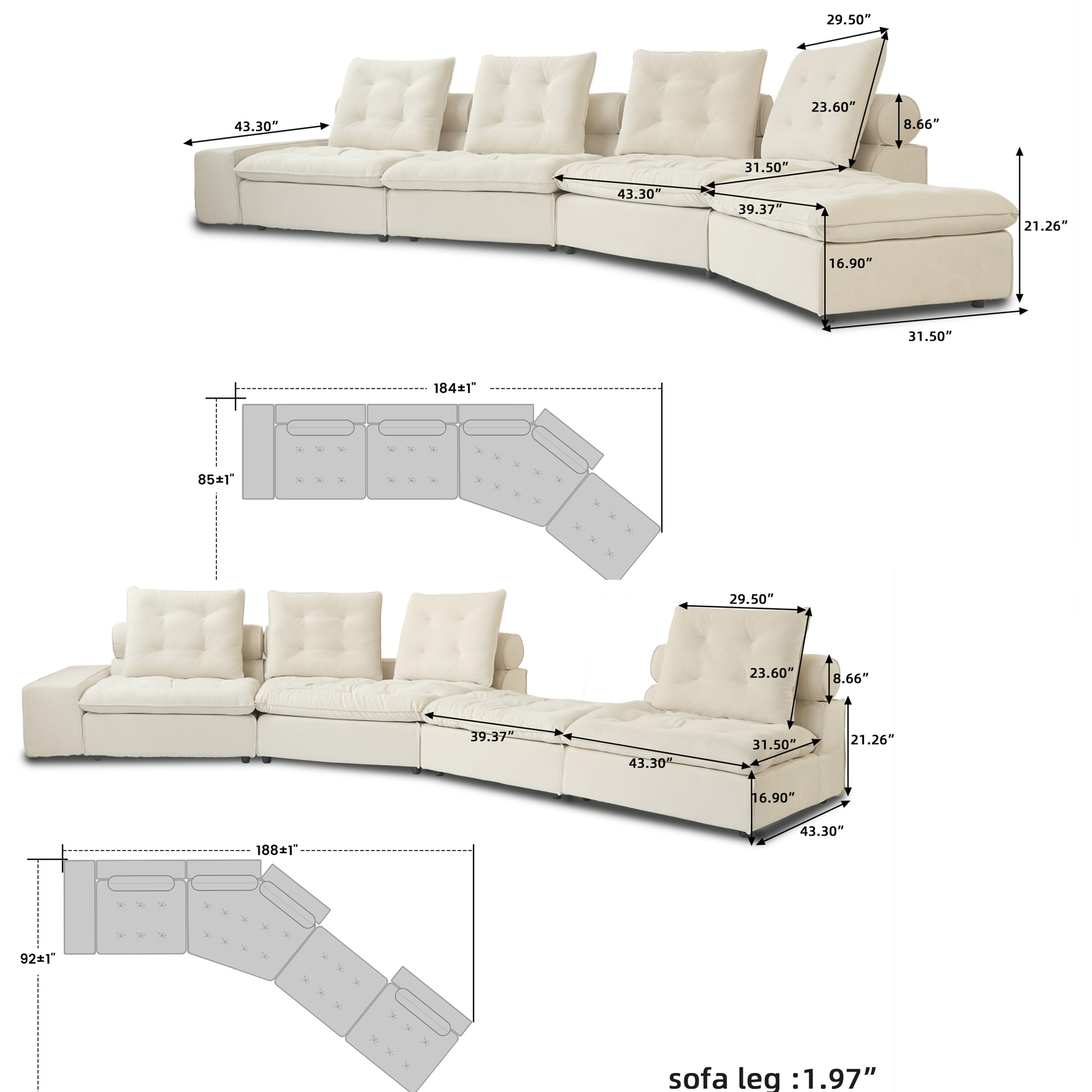 BuotiqHom DH-C1234-136BE Sofas-Loveseats - View #8