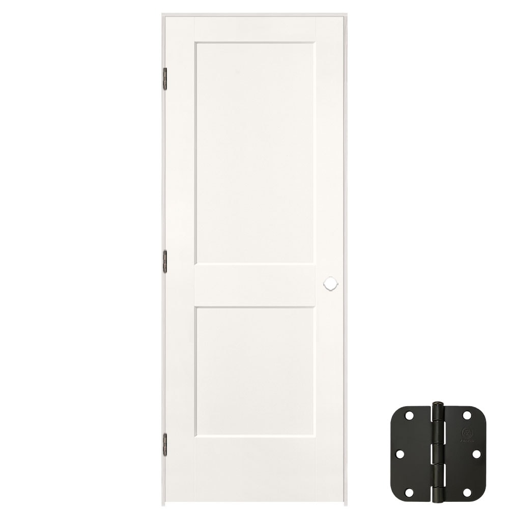 Masonite Logan 36-in x 80-in Snow Storm 2-panel Square Solid Core Prefinished Molded Composite Right Hand Single Prehung Interior Door in White -  5071598