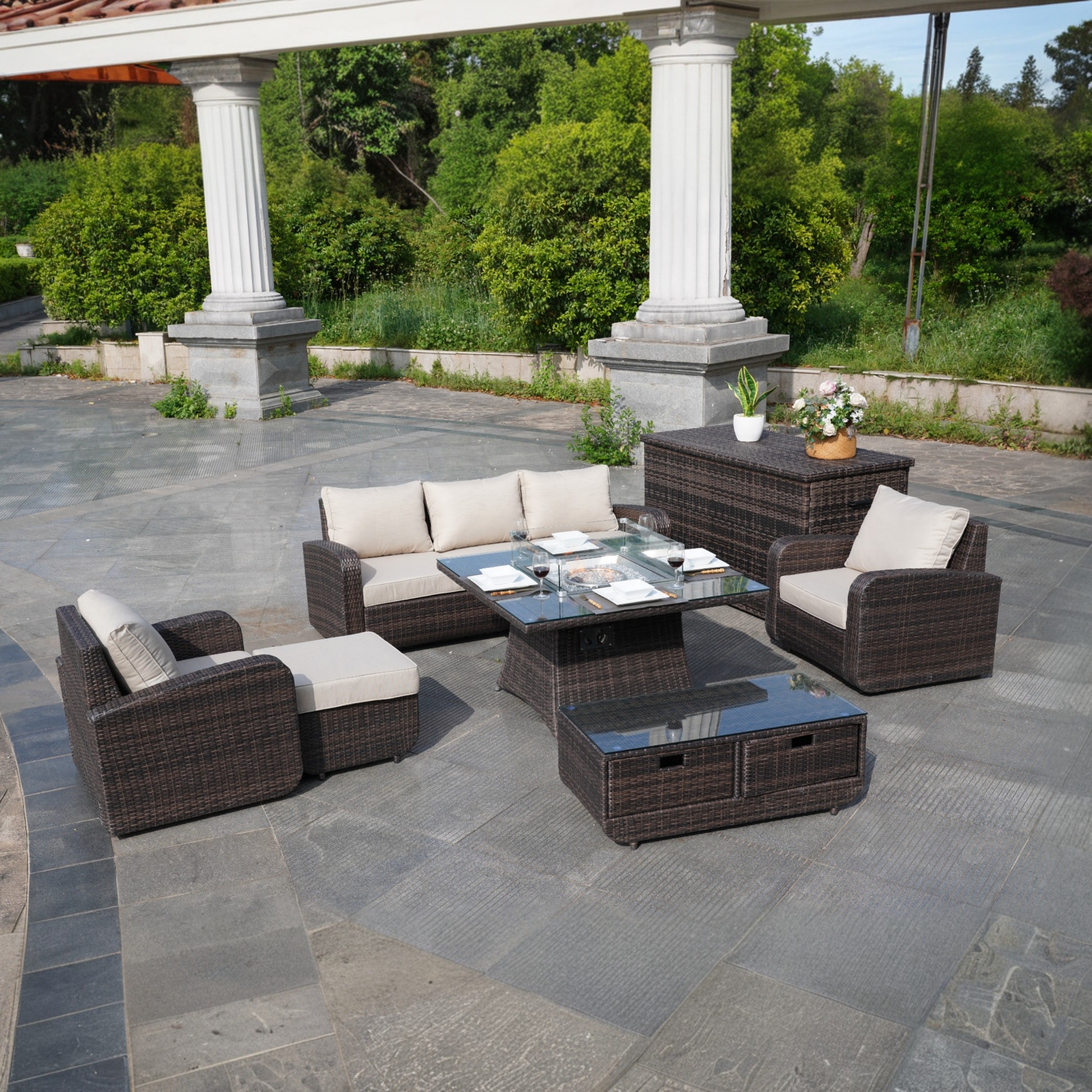Direct Wicker DWG-041515&3256B-BR Patio-Dining-Sets - View #3