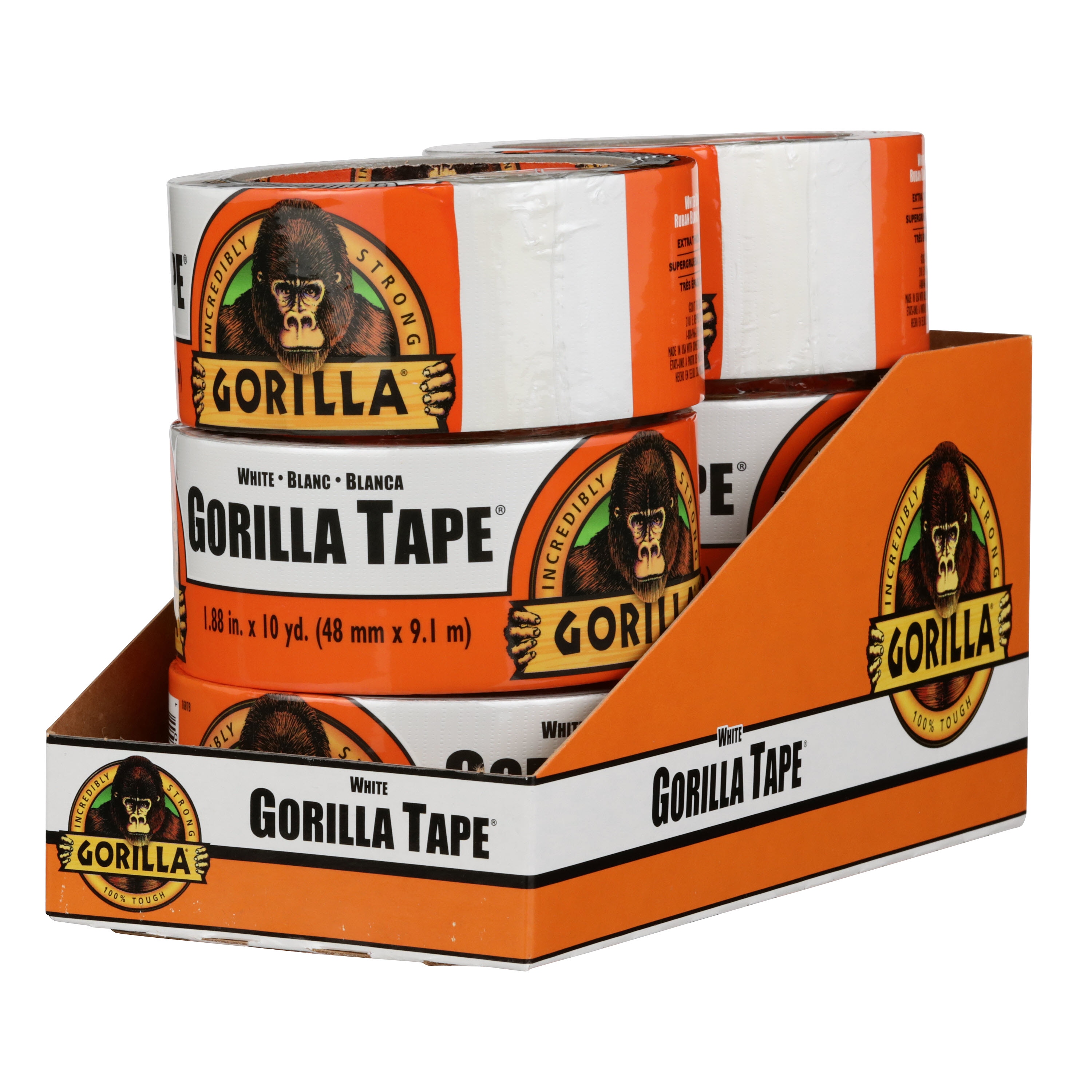 Gorilla Tape, White Duct Tape, 1.88 in. x 10 yd, White, Pack of 2 