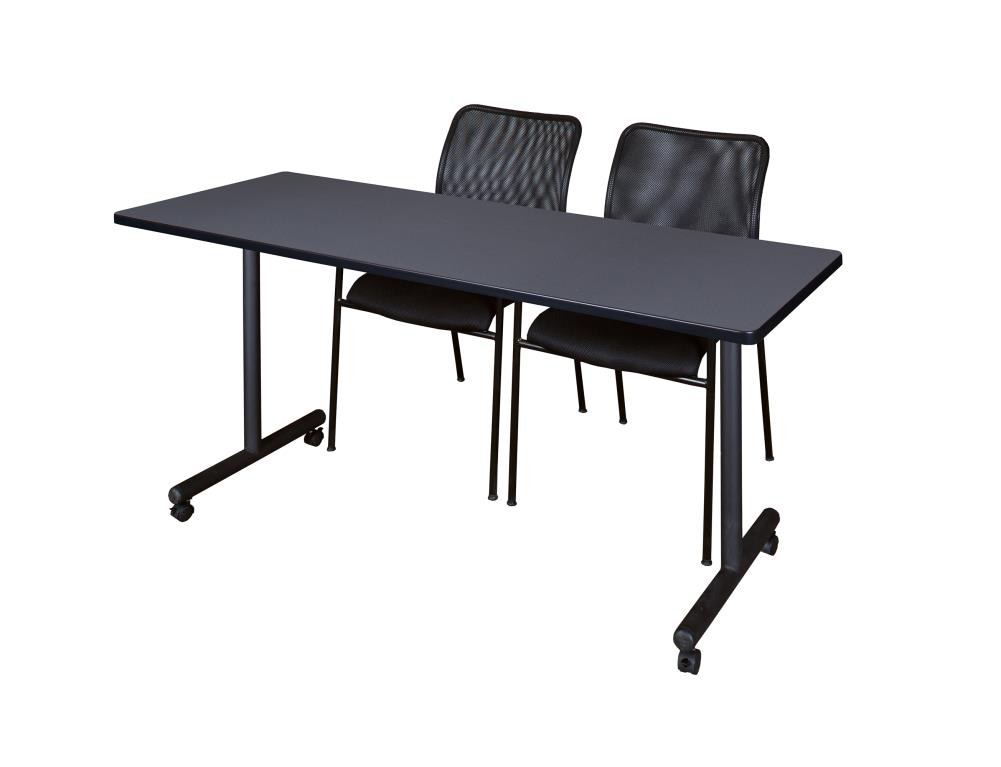 Regency MKTRCC6624GY75BK Training Gray 4-Person Training Table (66-in W x 29-in H)