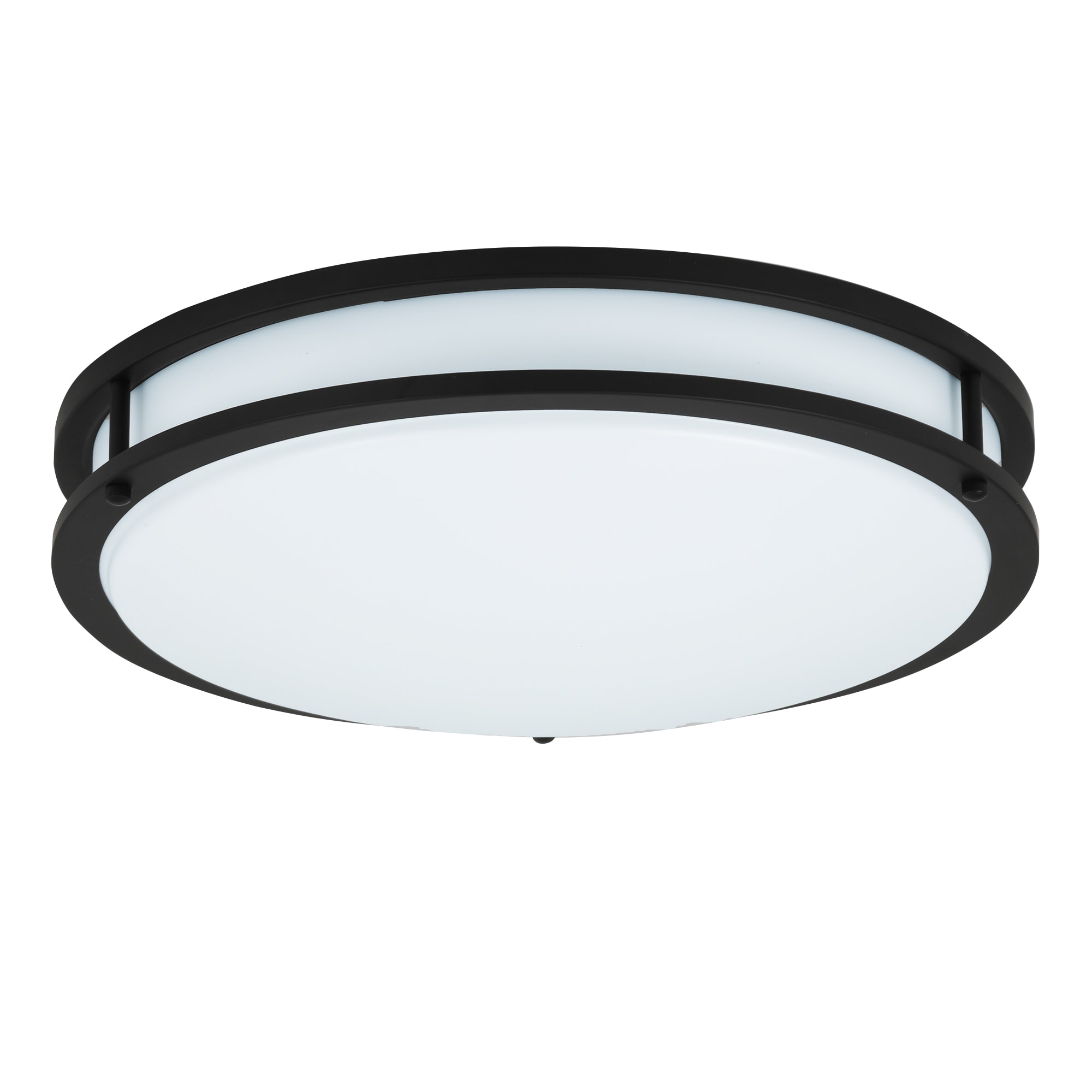 Matte Black 16" LED Flush Mount Ceiling Light with White Shade