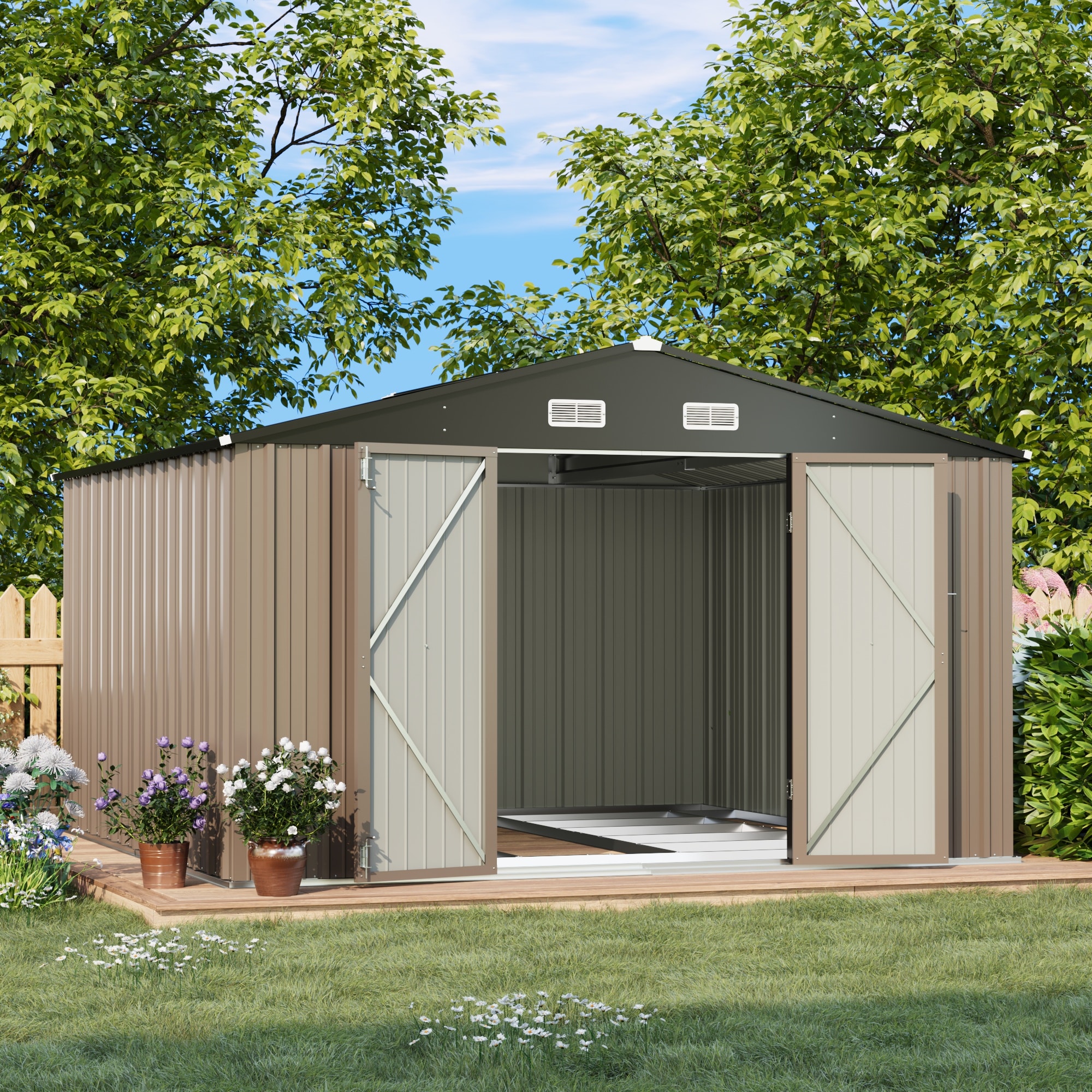 Patiowell WES-PS22-10108F 10-Feet x 10-Feet Galvanized steel Storage Shed