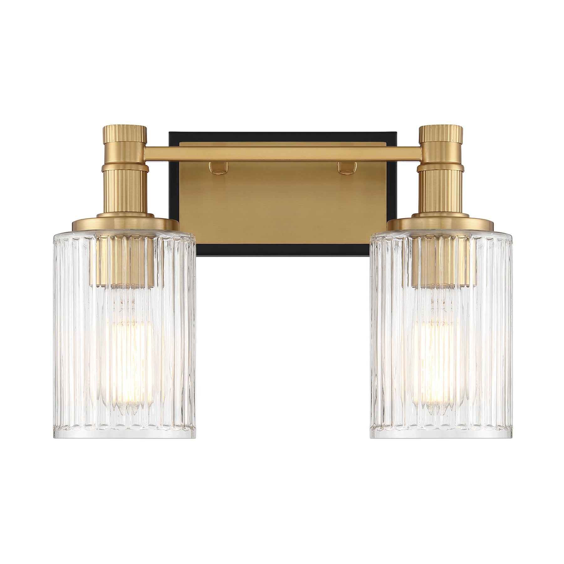 Savoy House 8-1102-2-143 Concord 2-Light Bathroom Light in Matte Black Warm Brass 15-in 2 -Light Multiple finishes Brass Vintage Vanity light