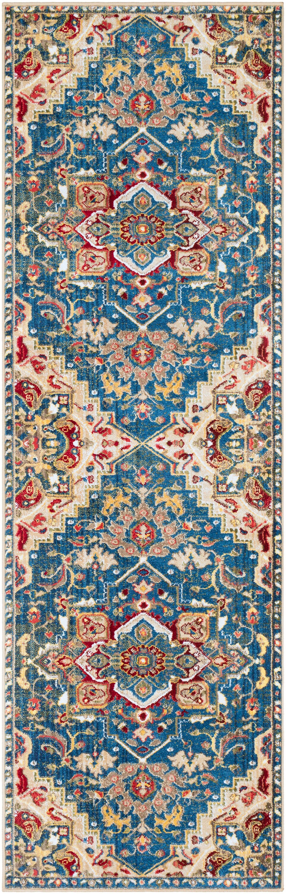 Surya CRT2300-26710 Crafty 2 x 8 (ft) Woven Polypropylene Navy Rectangular Indoor Medallion Oriental Line dry only Runner rug