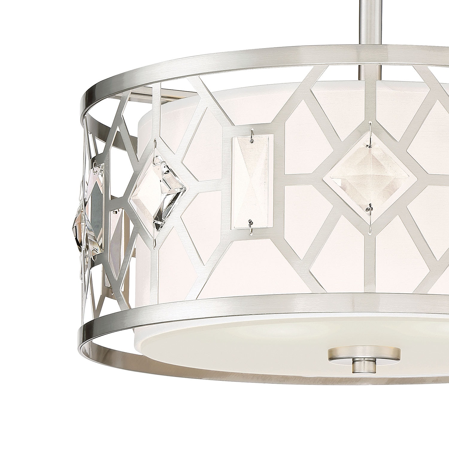 Brentwood 15.5" Chrome Drum Ceiling Light with Crystal Prisms