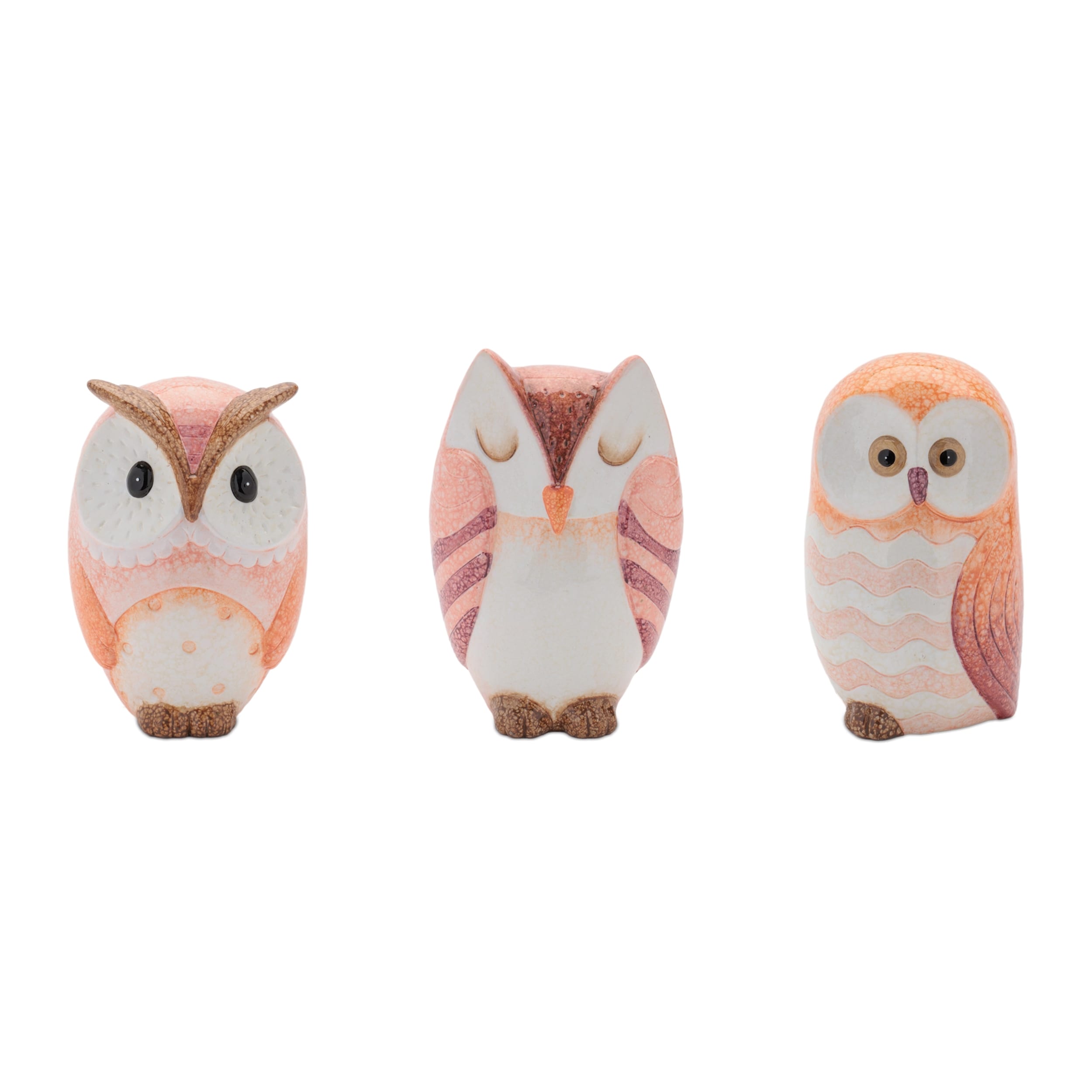Melrose International Owl (Set of 3) 6.75H 7H 7.25H Terra Cotta
