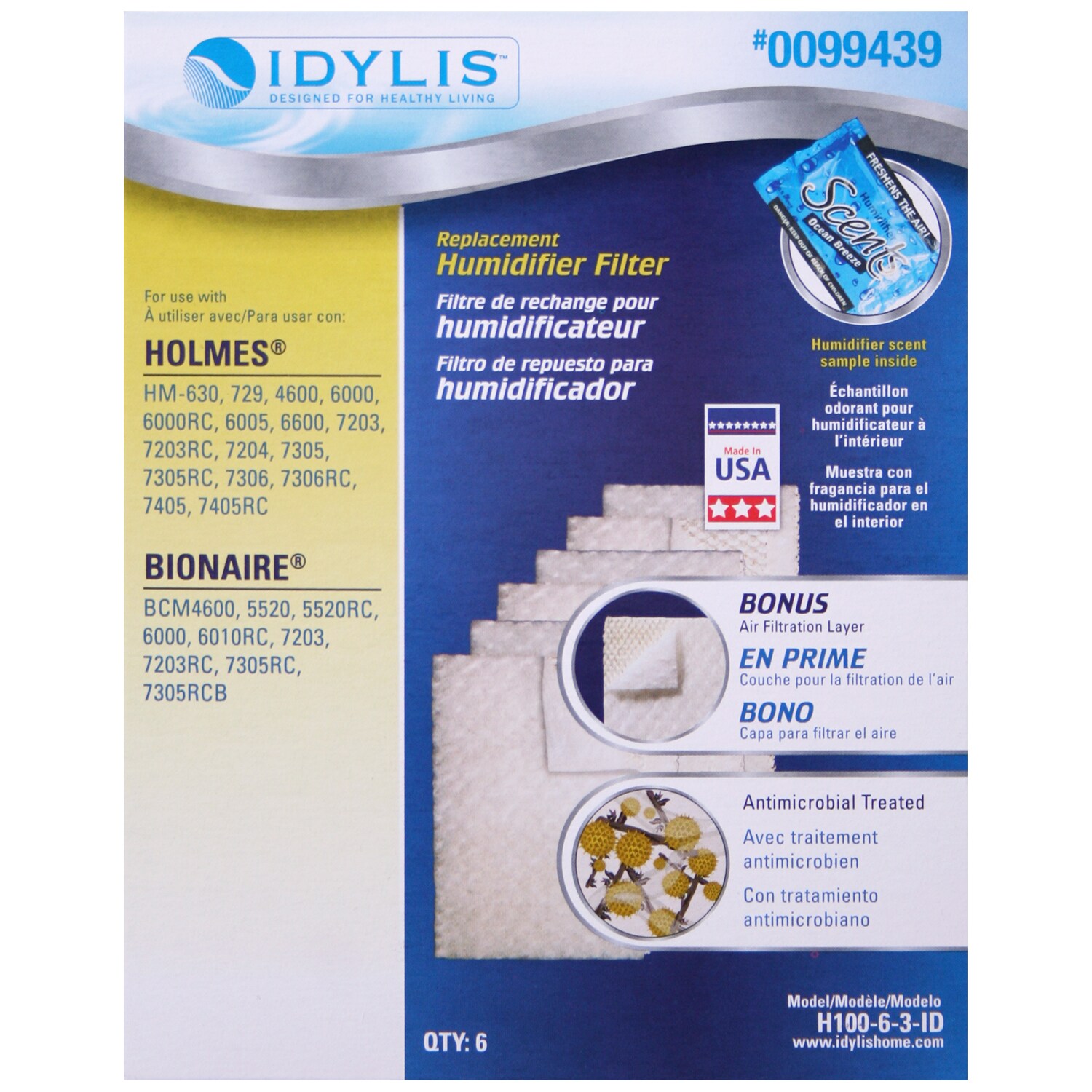 BestAir H100-6-3-ID Replacement Humidifier Filter