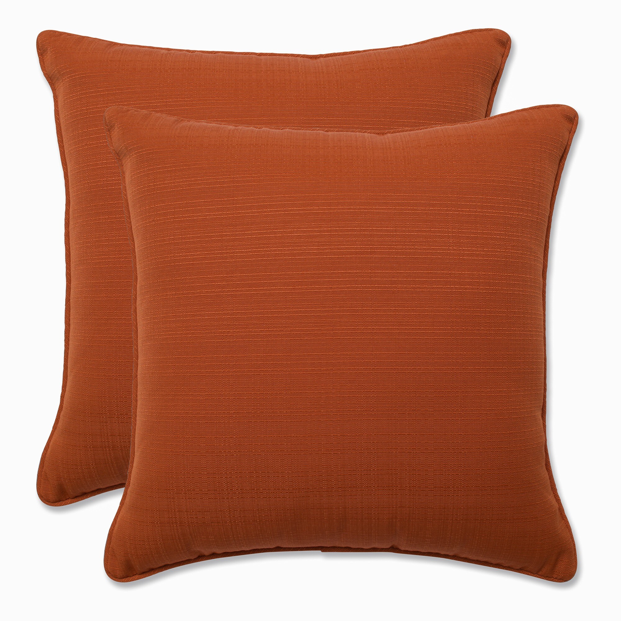 Pillow Perfect 687414 Solid Cinnabar 16.5-inch Throw Pillow (Set of 2) 2-Pack Graphic Print Orange Square Throw Pillow