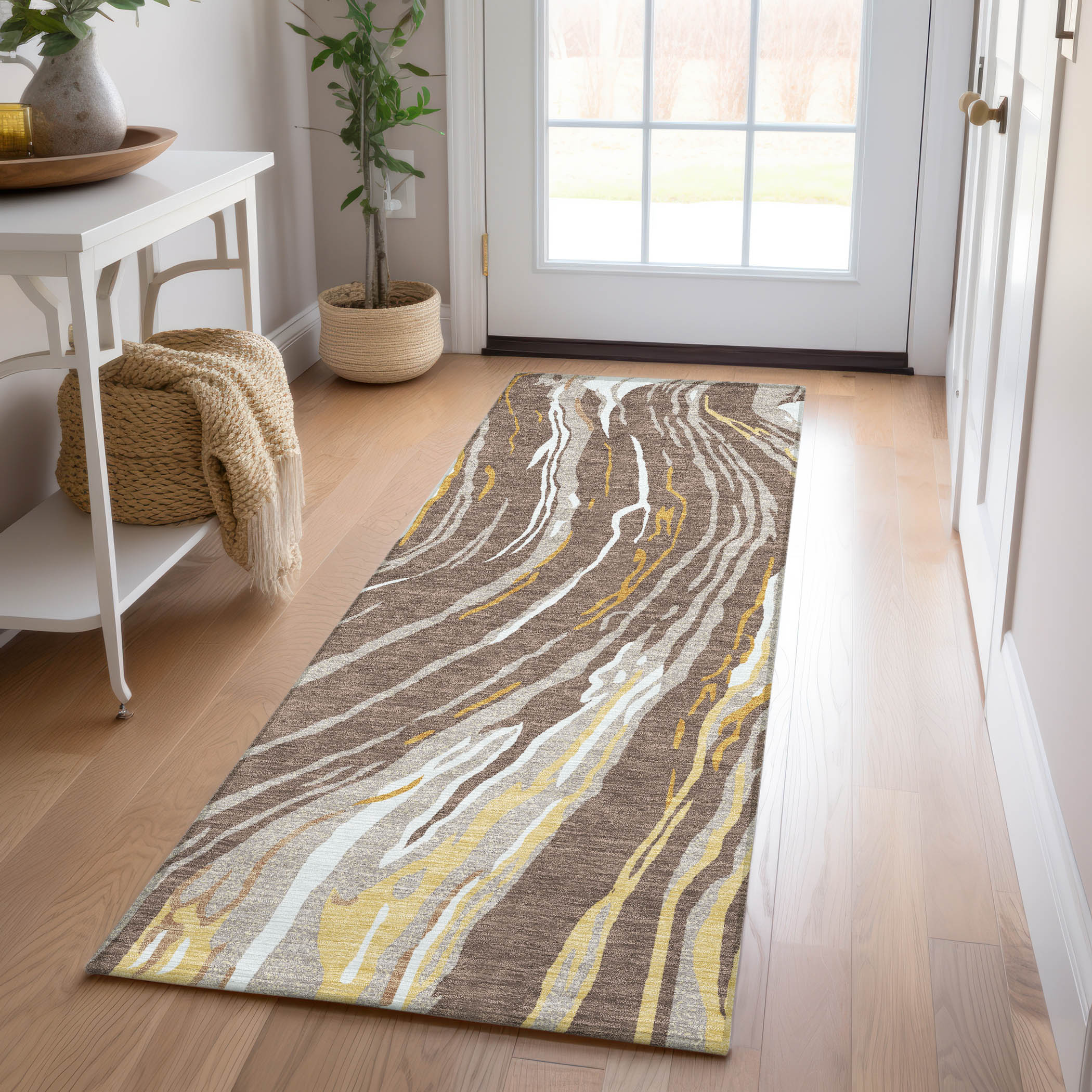 Addison Rugs ACN1037BR2X8 Chantille ACN1037BR 2 x 7 (ft) Polyester Brown Rectangular Indoor/Outdoor Geometric Machine washable Runner rug