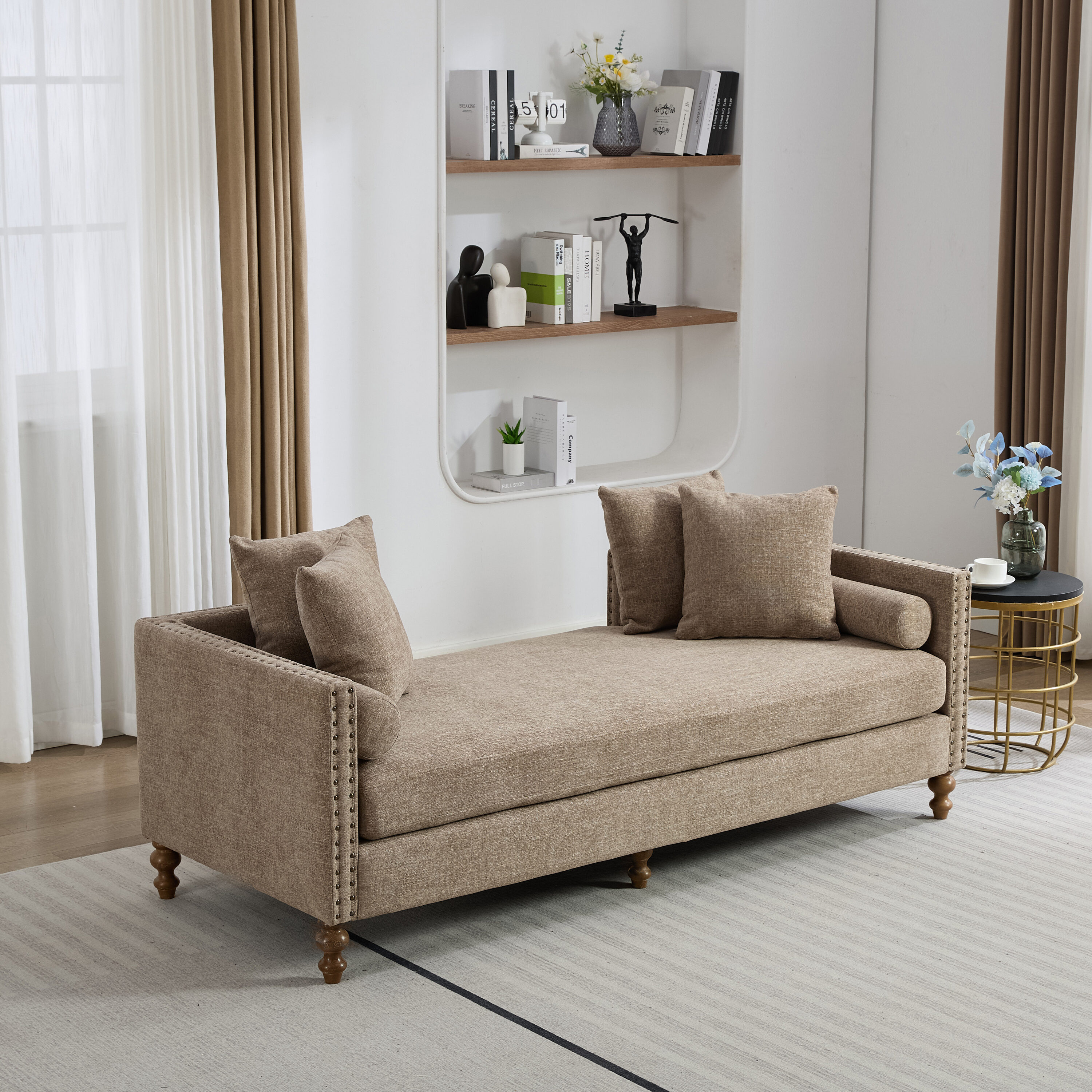 Hrinhom HC-W6106-TAUPE 75.2-in Modern TAUPE Chenille 2 -seater Sofa