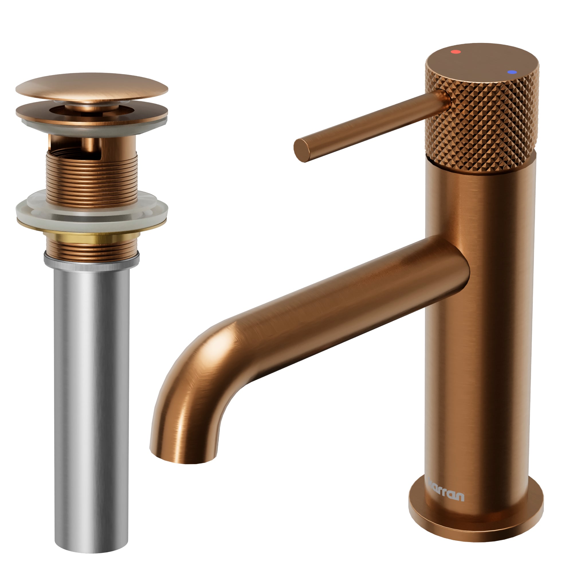Karran KBF460BC Tryst Brushed Copper Single hole 1-handle WaterSense Low-arc Residential Handle Bathroom Sink Faucet with Drain