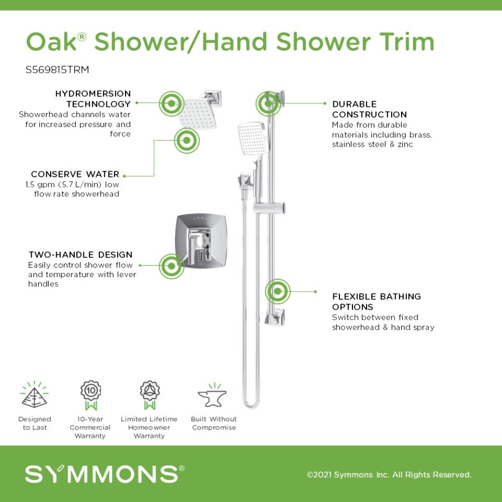Symmons S569815TRM Showerhead-Bar-Panels - View #3