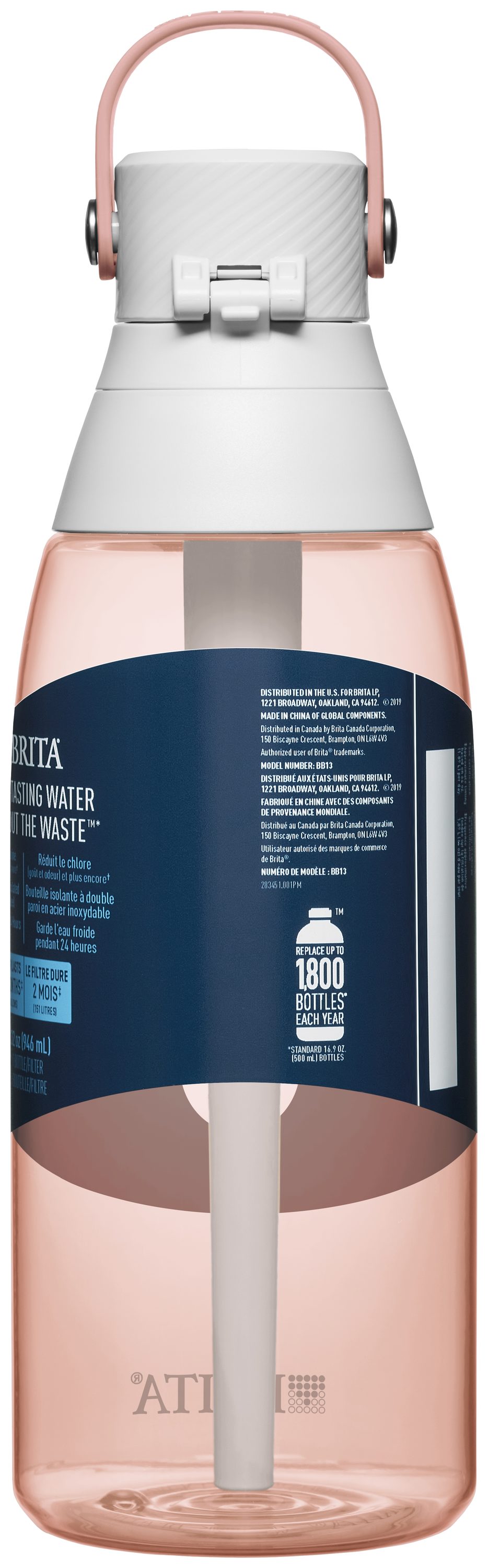 Brita Plastic Water Filter Bottle, 36 Ounce, Sea Glass, 1 Count 36 oz Sea  Glass
