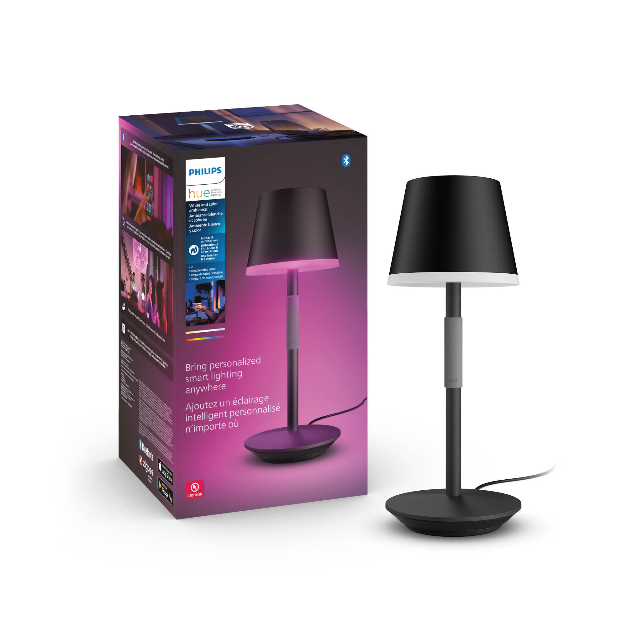 Reis Bakken Professor Philips Philips Hue Black LED Table Lamp with Plastic Shade in the Table  Lamps department at Lowes.com