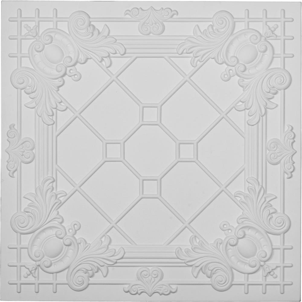 Ekena Millwork CT24X24HI 2-ft x 2-ft Hillsborough Primed Urethane Drop Ceiling Tile (1-Pack, 4-sq ft / Case)