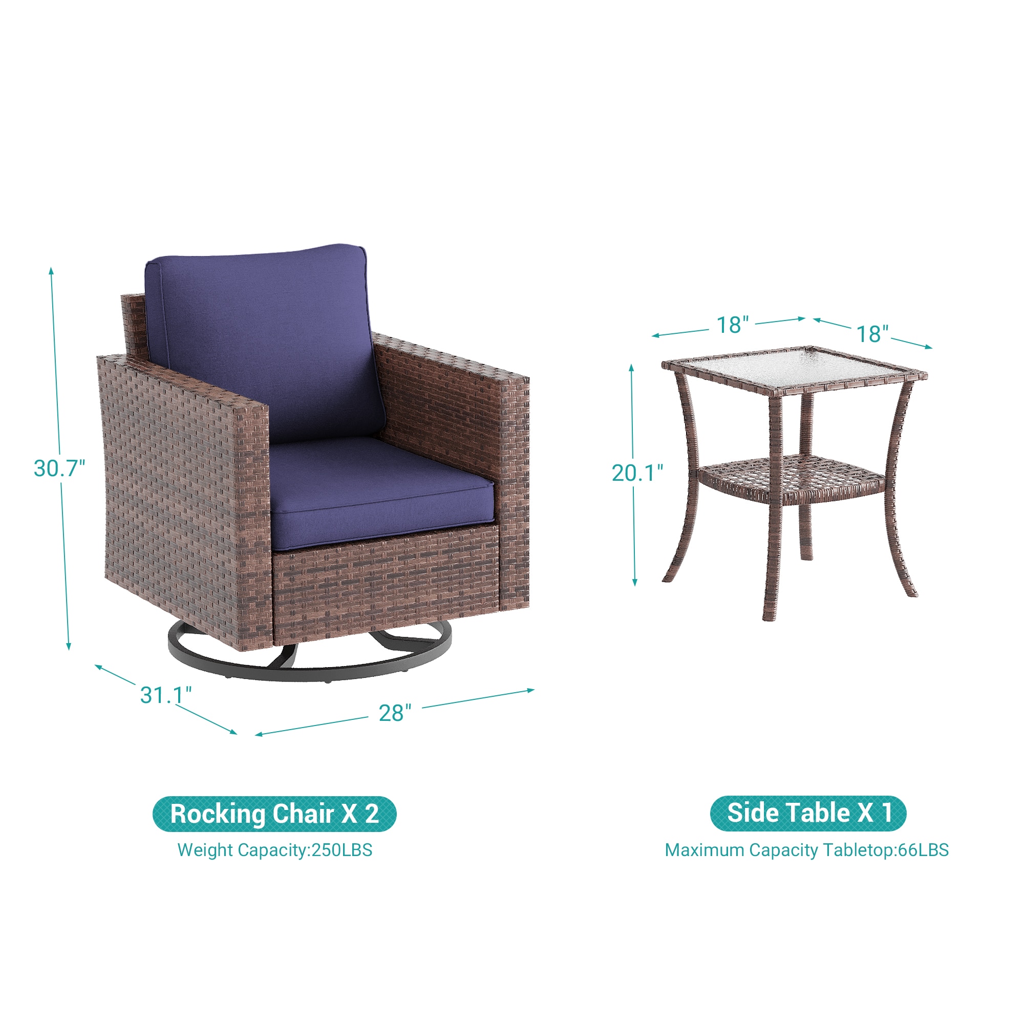ACEGOSES LW-2R-BNY-T2 Patio-Conversation-Sets - View #2