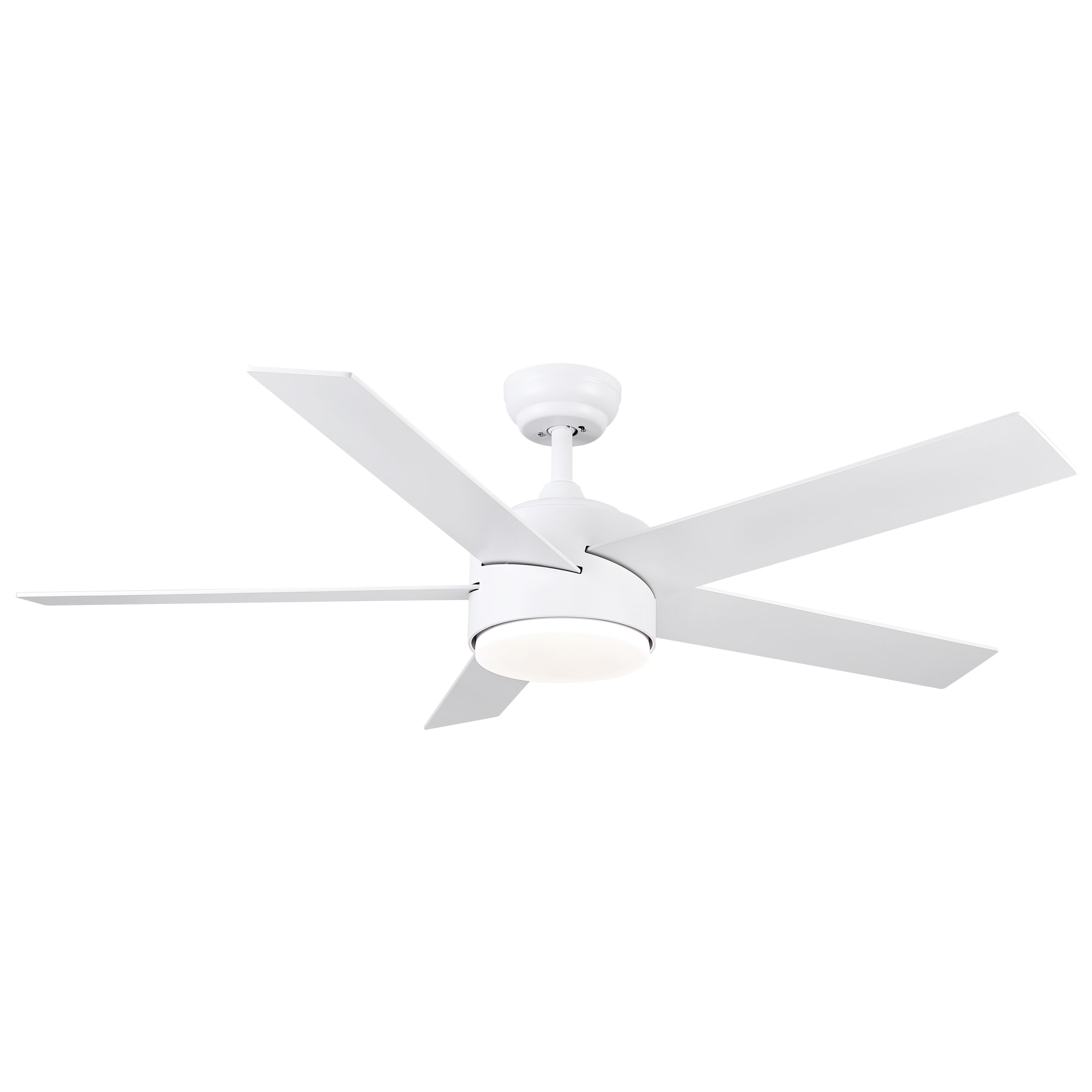 Yardreeze YHCF51WH5YE0407 52-Inches White with ABS Blades Color-Changing Integrated LED Fixture Indoor Downrod mount Propeller Ceiling Fan With Light and Remote ( 5 -Blade)