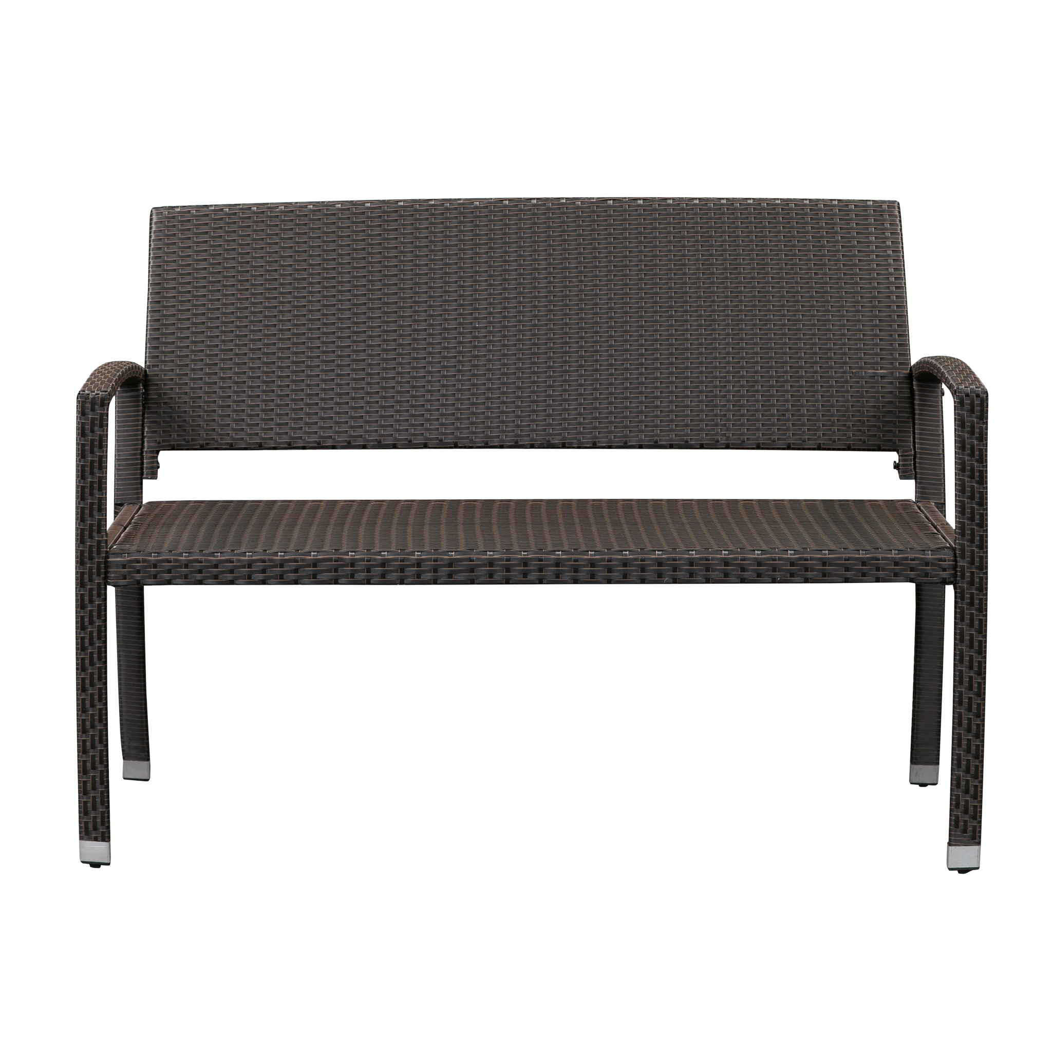 Mocha Resin Wicker Outdoor Bench with Steel Frame