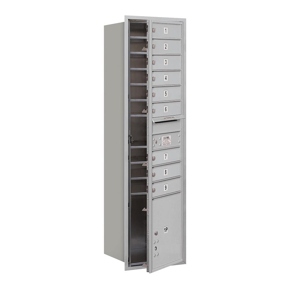 SALSBURY INDUSTRIES 3716S-09AFU 3700 Recessed Mounted Horizontal Mailbox Locking Metal Extra Large Mailbox Silver