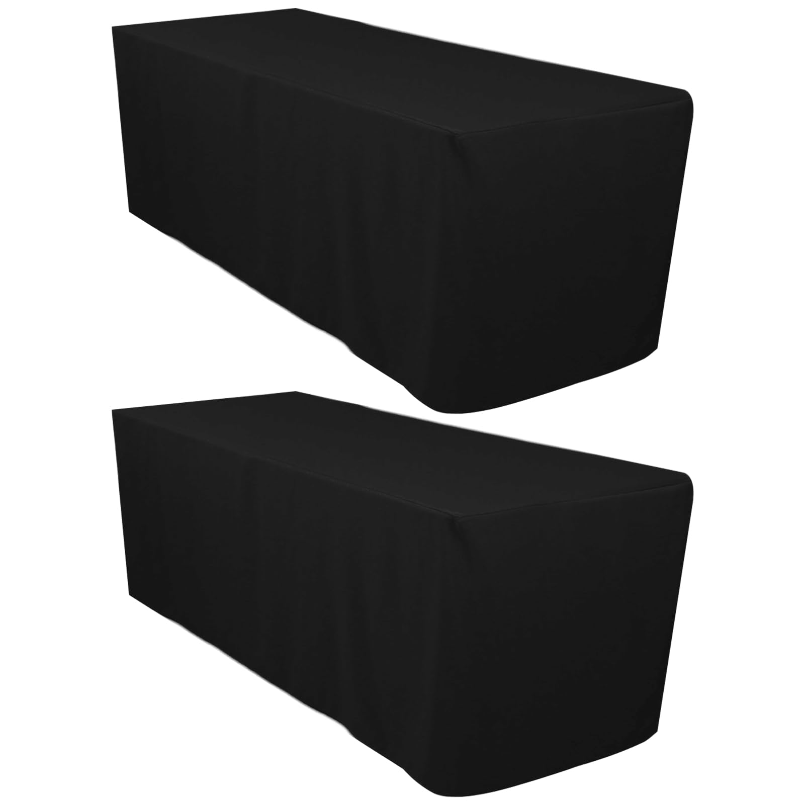 Phewnyzo  Black Fitted Tablecloths for 6 Foot Rectangle Tables Pack of 2 Durable Polyester Fabric Table Covers for Weddings Banquets Restaurants