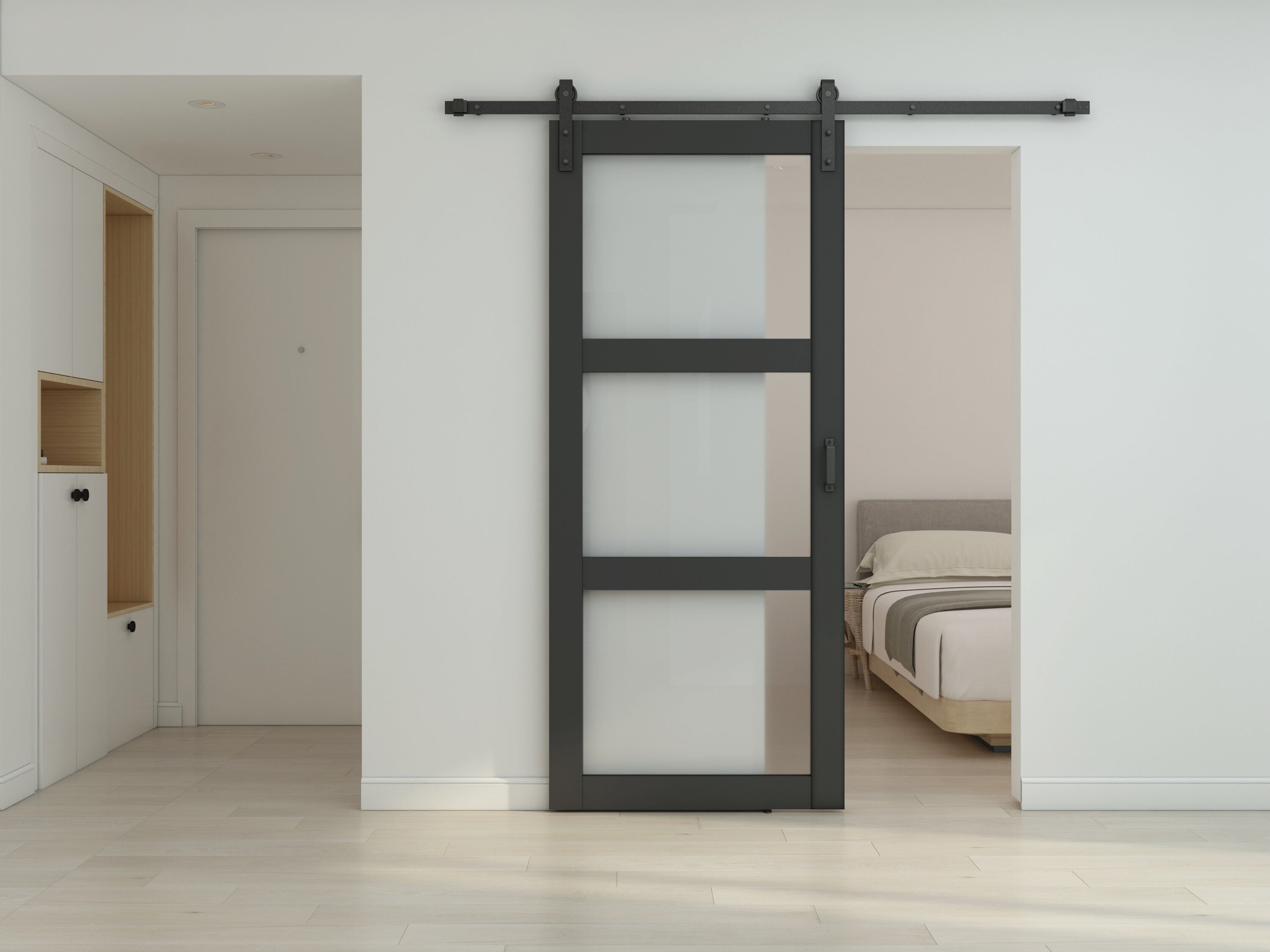 CALHOME PVC-F03-BLACK+SMK-72 Barn-Doors - View #2