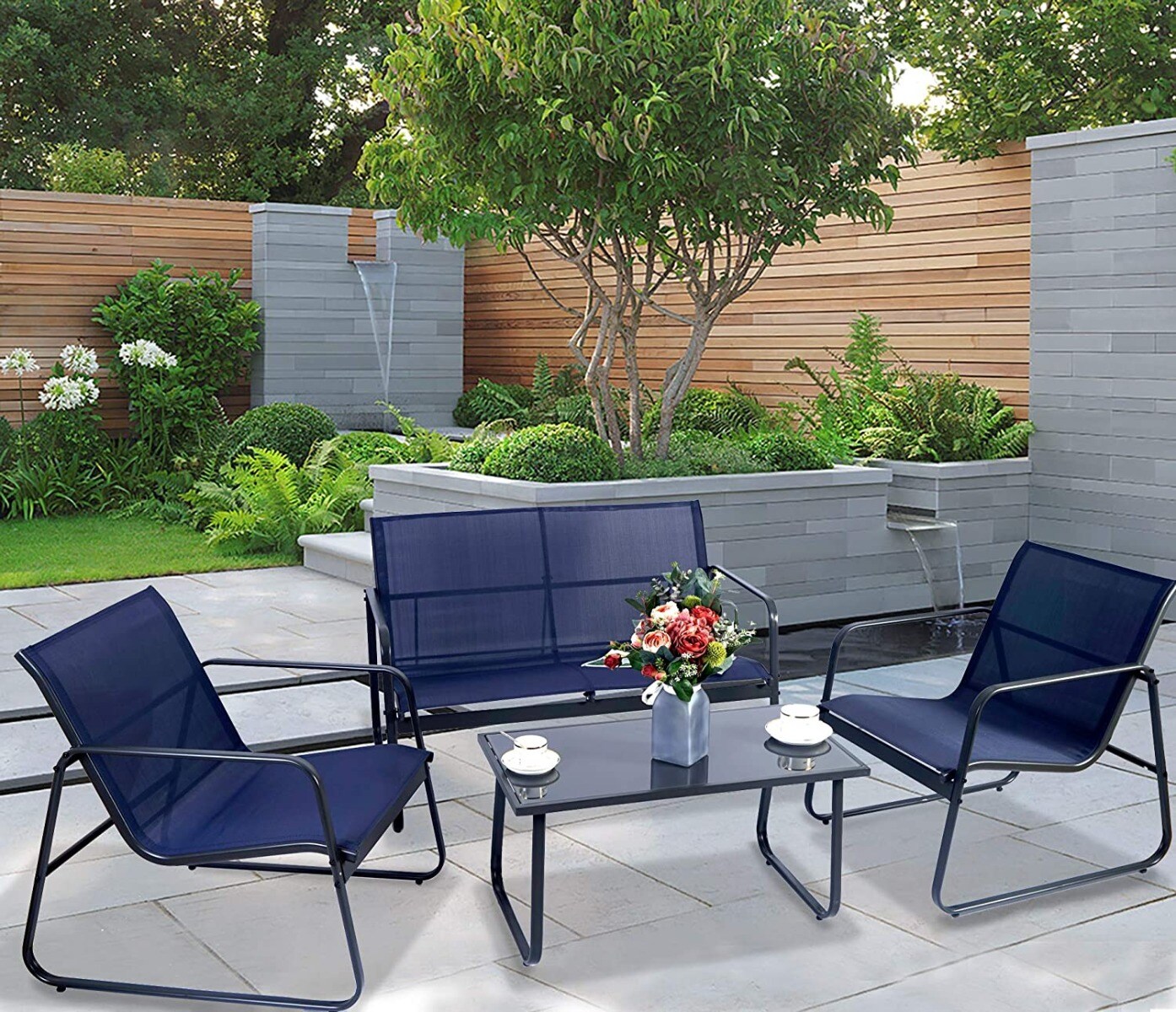 Kozyard Patio Conversation Sets 4 -Piece Patio Conversation Set with Blue
