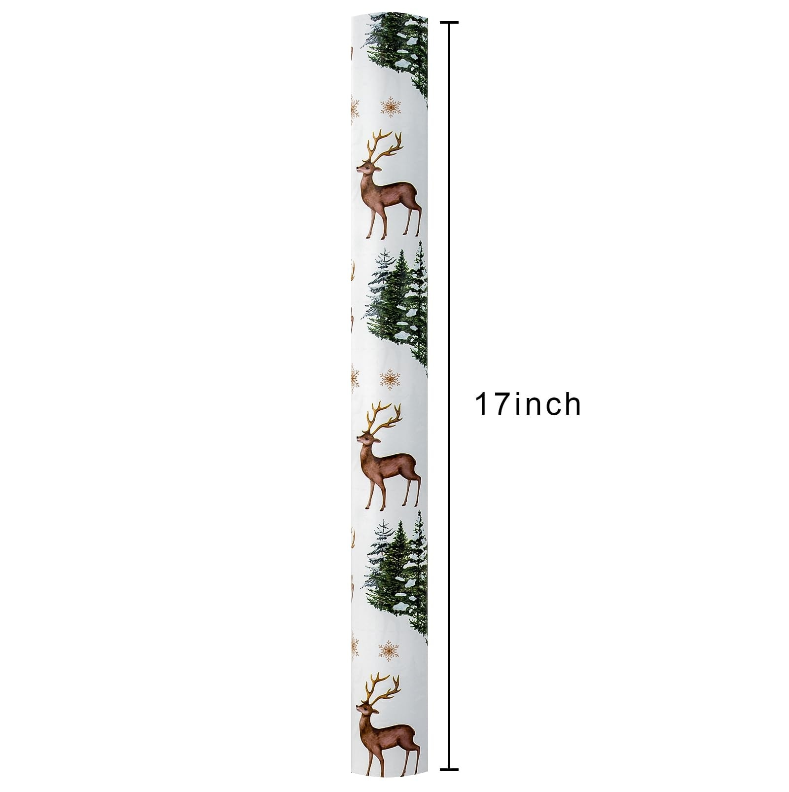 Etokfoks Christmas wrapping paper mini roll 17 x 32 8 ft 46 5 square ft watercolor reindeer and tree festive design with grid cutting lines #LETWD21LH