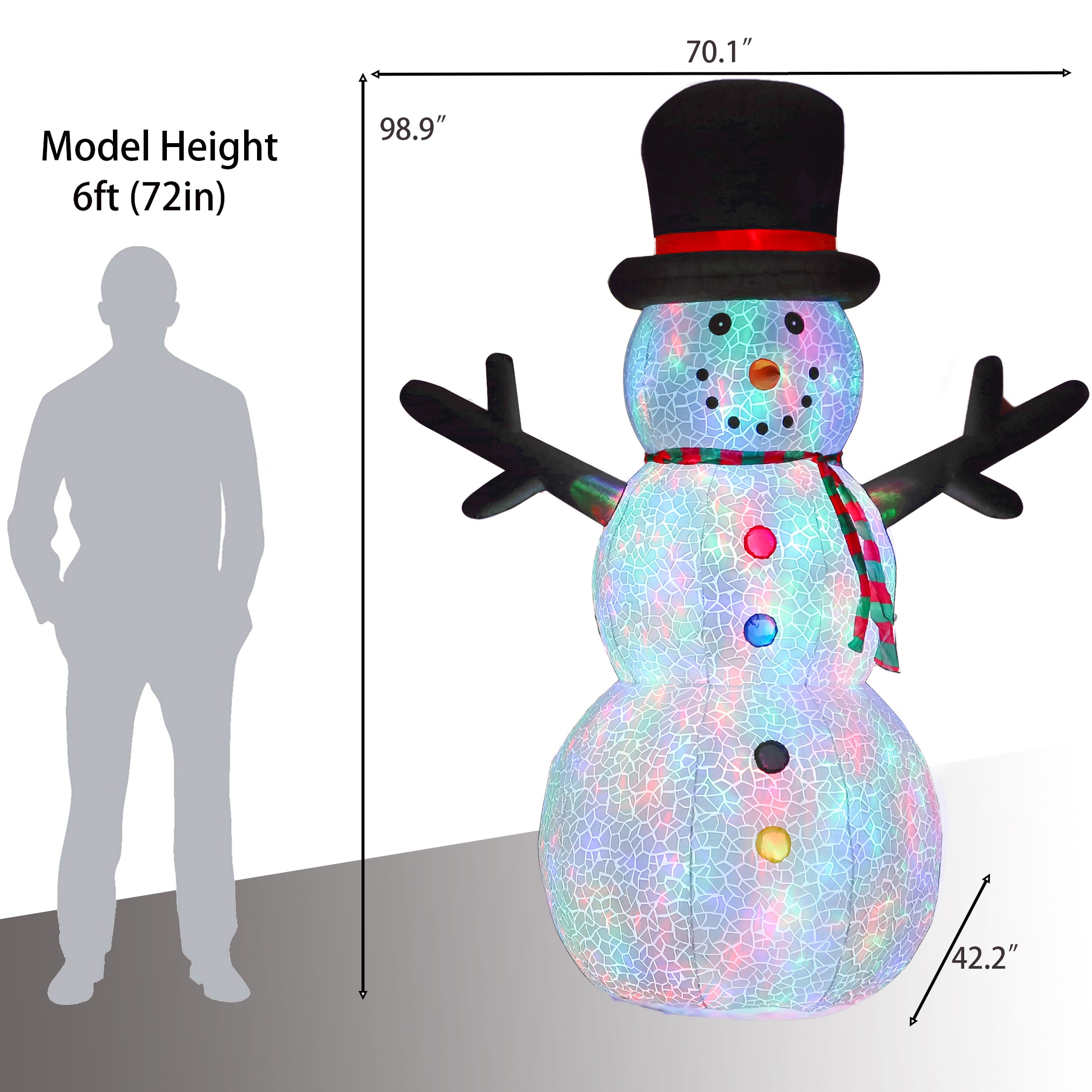 Luxen Home 8.24-ft Lighted Snowman Christmas Inflatable in the