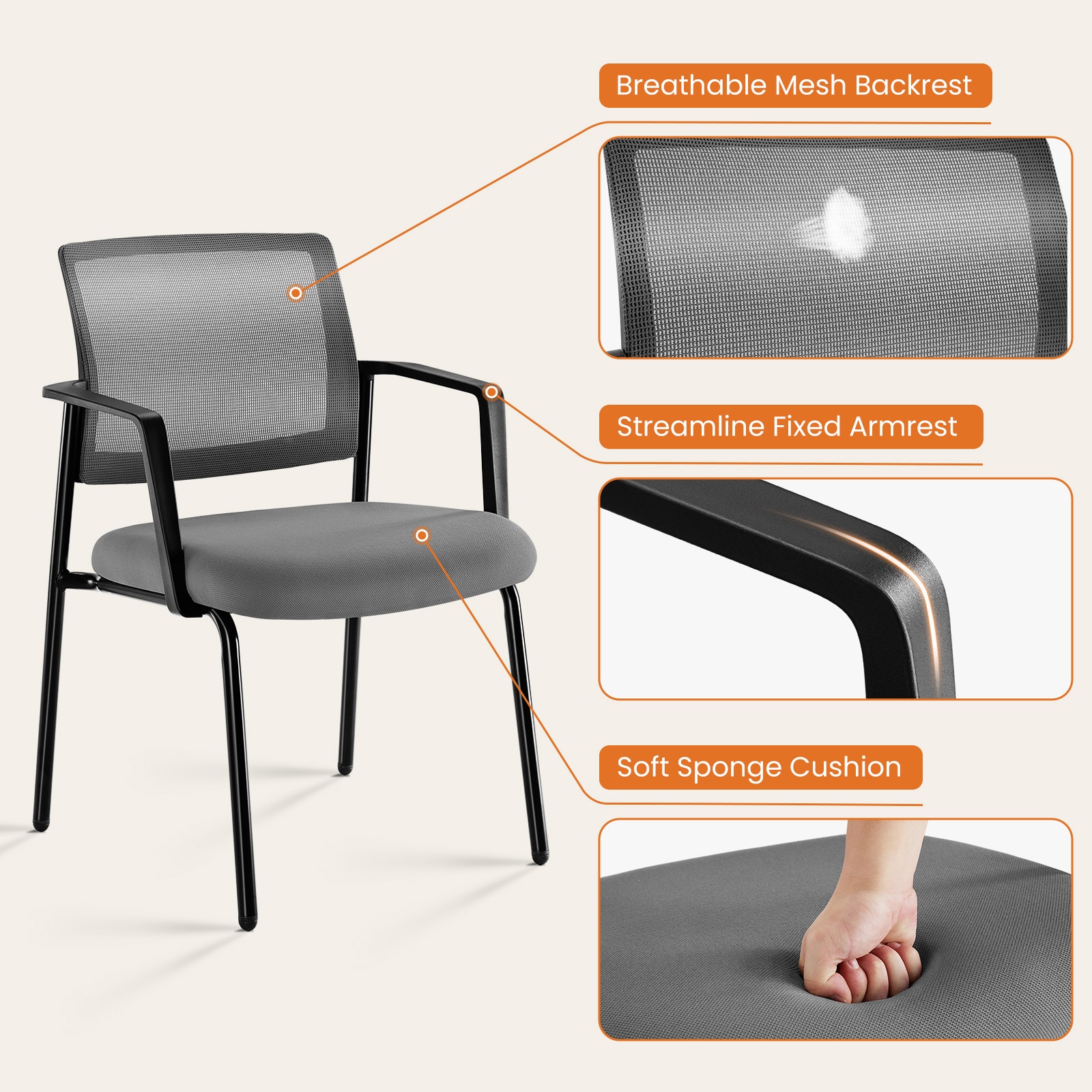 Sweetcrispy L-C-6462-1P-GY Office-Chairs - View #6